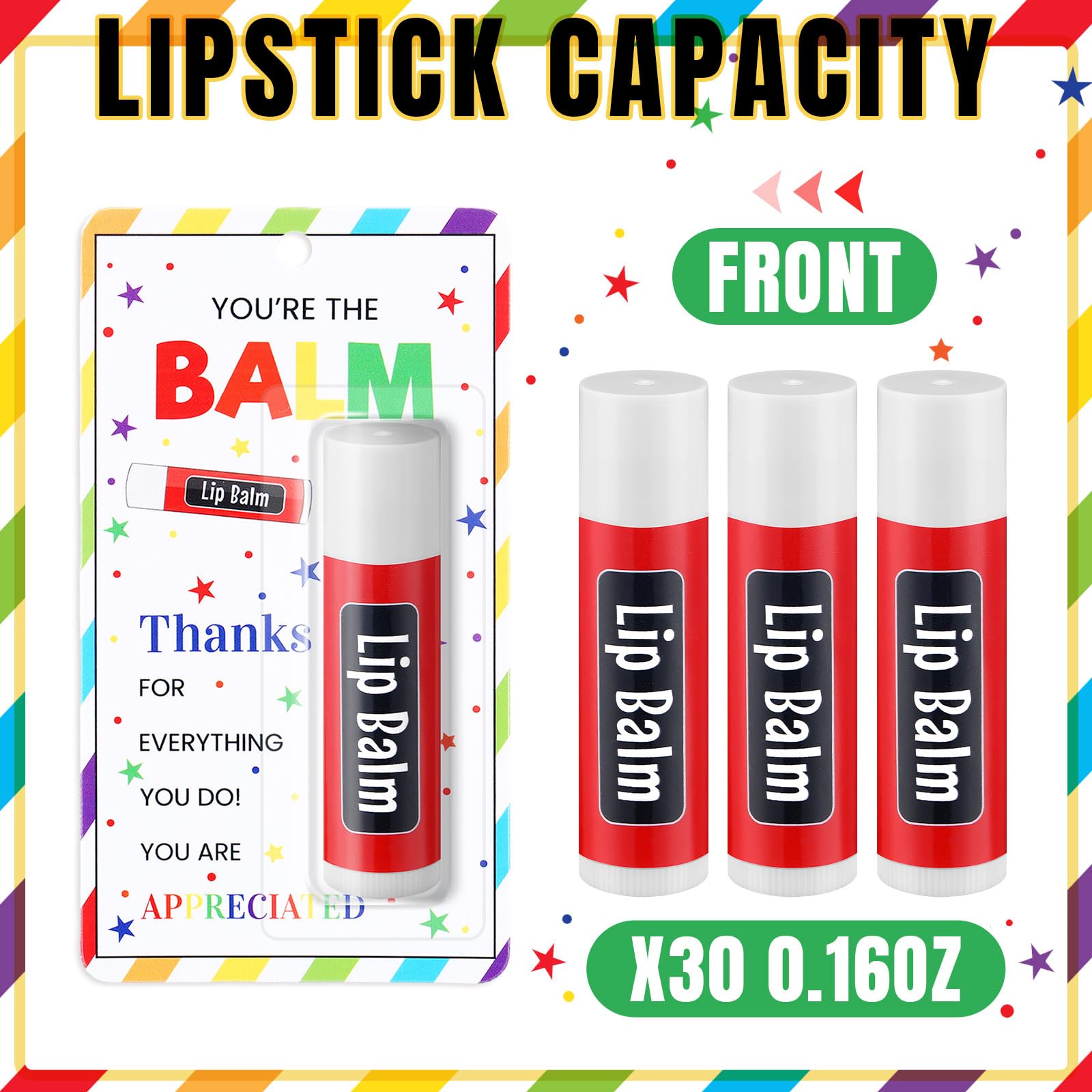 Linyuthia 30 Pack Teacher Appreciation Lip Balms – Bulk Gifts for Teachers, Staff & Volunteers