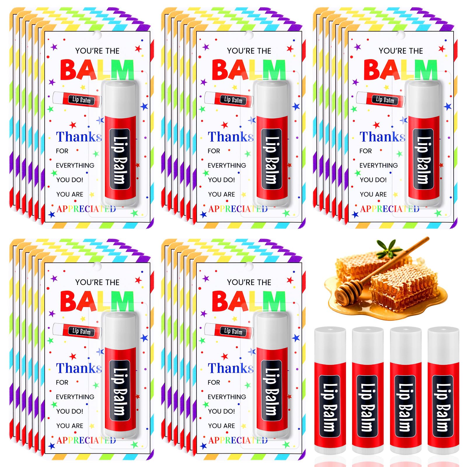Linyuthia 30 Pack Teacher Appreciation Lip Balms – Bulk Gifts for Teachers, Staff & Volunteers
