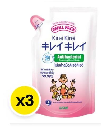 LION Kirei Kirei Foaming Hand Soap Refill 3x200ml – Plant-Based Clean & Peach Fragrance