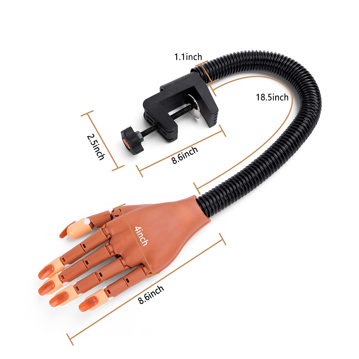 LIONVISON Practice Hand for Acrylic Nails – Flexible, Movable Nail Art Training with 100 Refill Tips