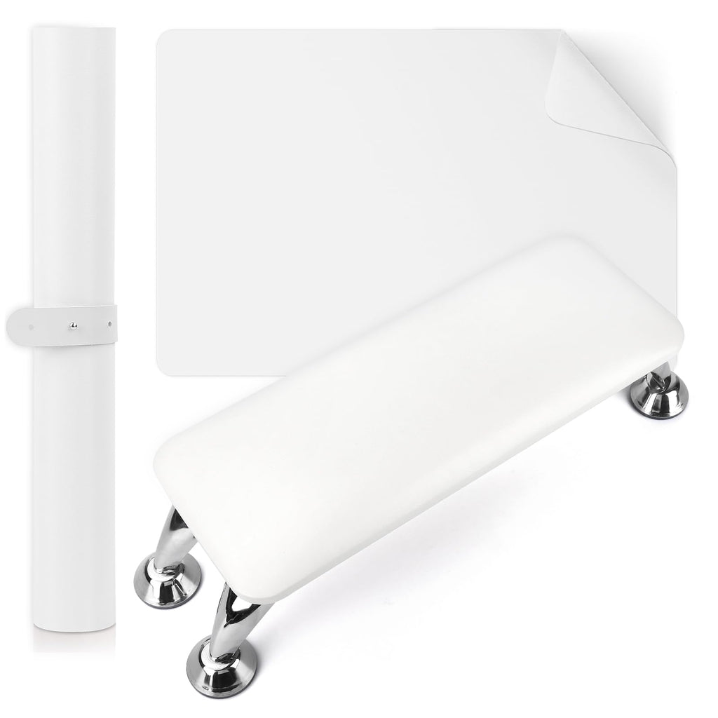 Lionvision Nail Arm Rest for Acrylic Nails — White, Table Mat & Cushioned Hand Pad
