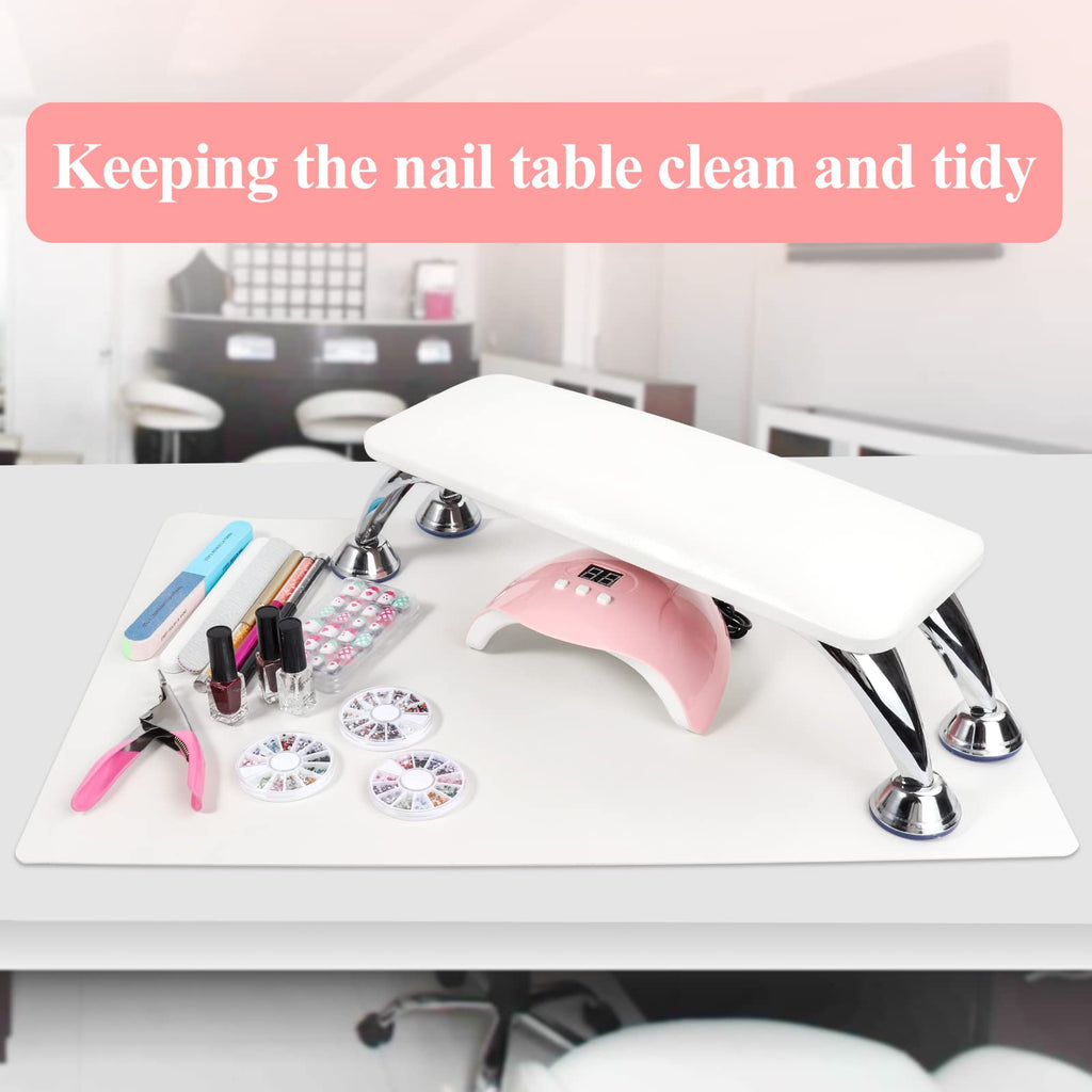 Lionvision Nail Arm Rest for Acrylic Nails — White, Table Mat & Cushioned Hand Pad