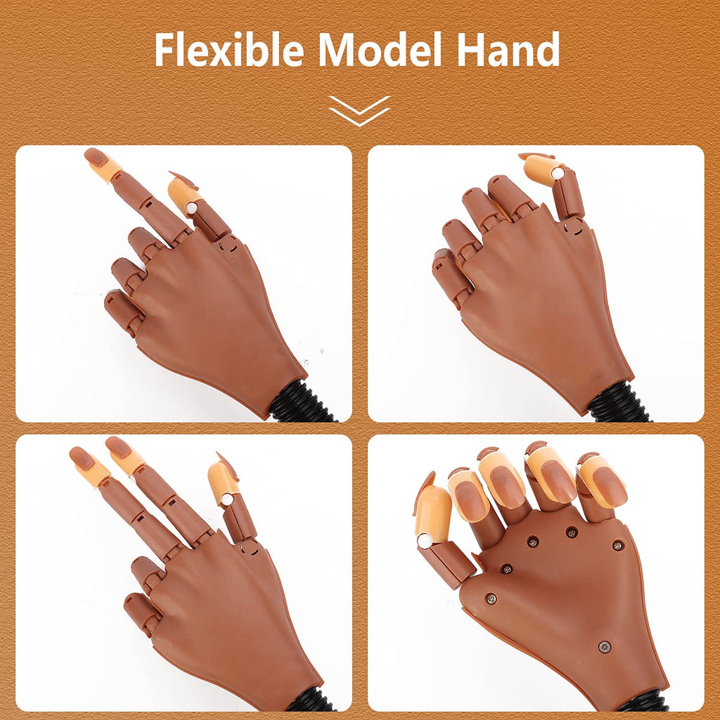 LIONVISON Practice Hand for Acrylic Nails – Flexible, Movable Nail Art Training with 100 Refill Tips