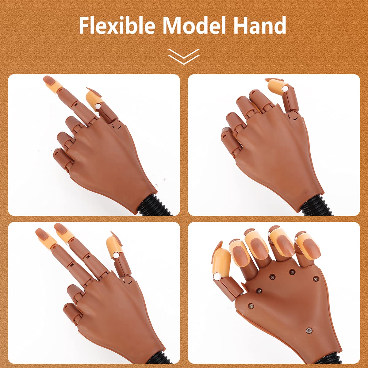 LIONVISON Practice Hand for Acrylic Nails – Flexible, Movable Nail Art Training with 100 Refill Tips