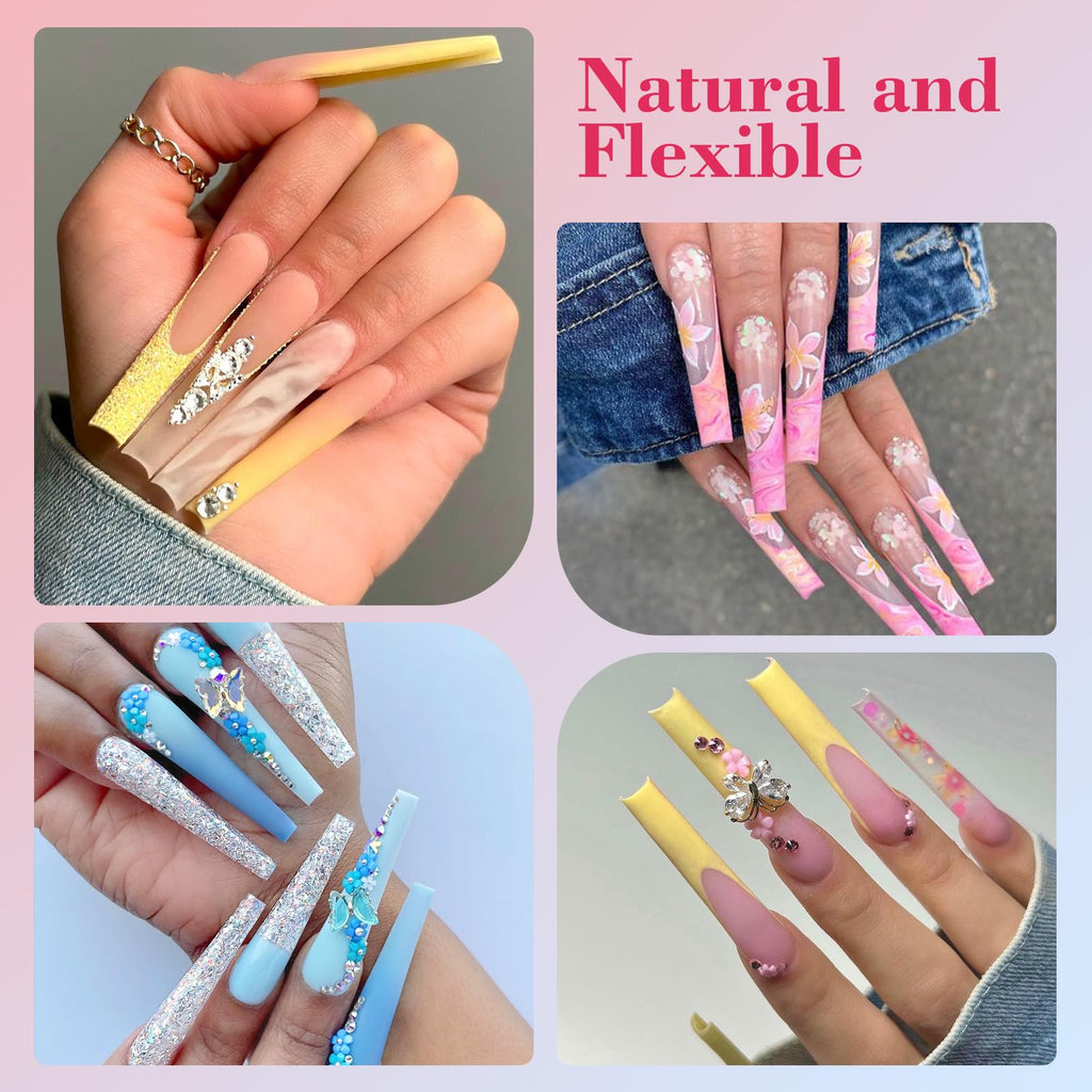 LIONVISON 3XL Coffin Nail Tips – 504 PCS, Extra Long Press-On Gel Nails for Home DIY
