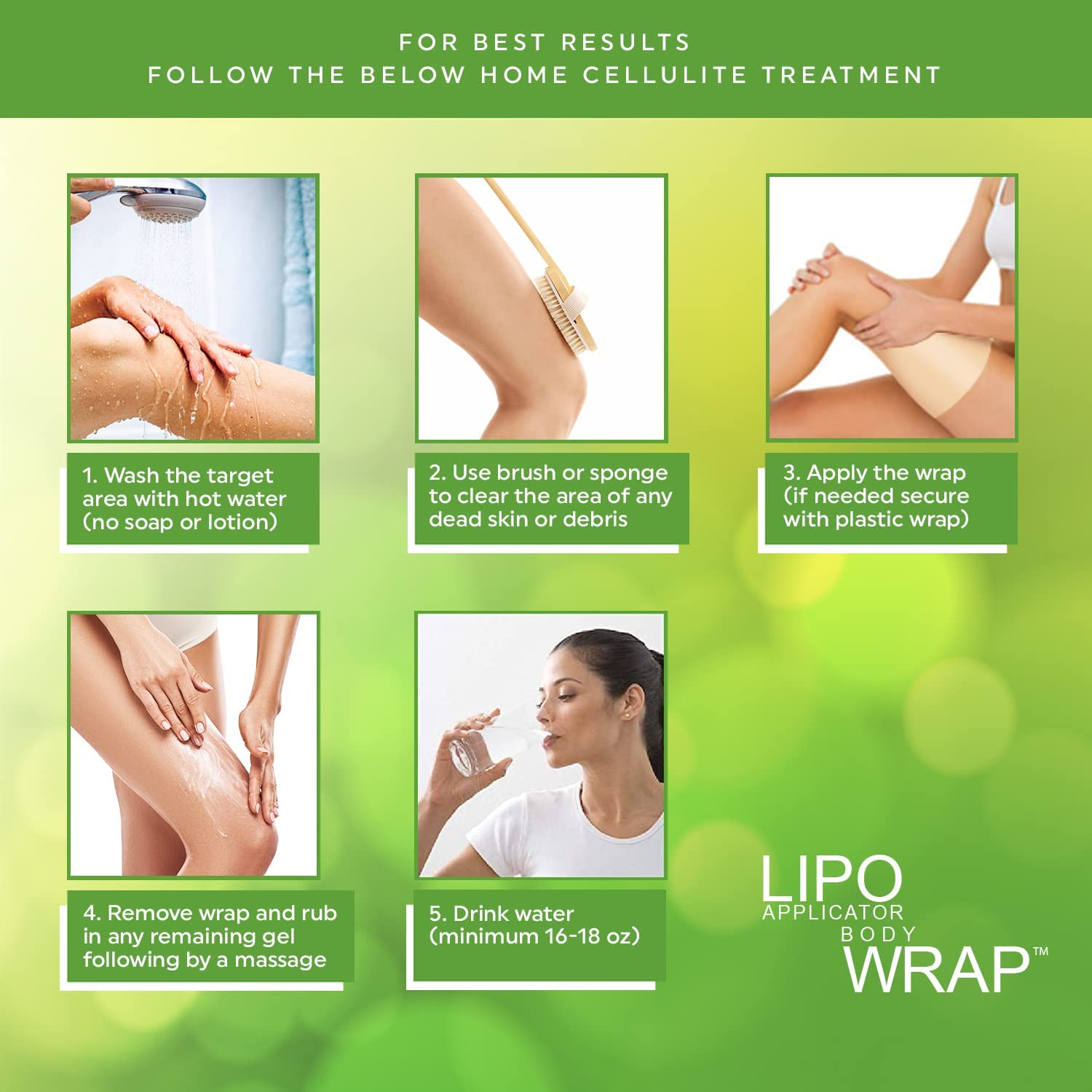 Lipo Applicator Ultimate Body Wrap — Guarana, Green Tea & Seaweed (4 Wraps)