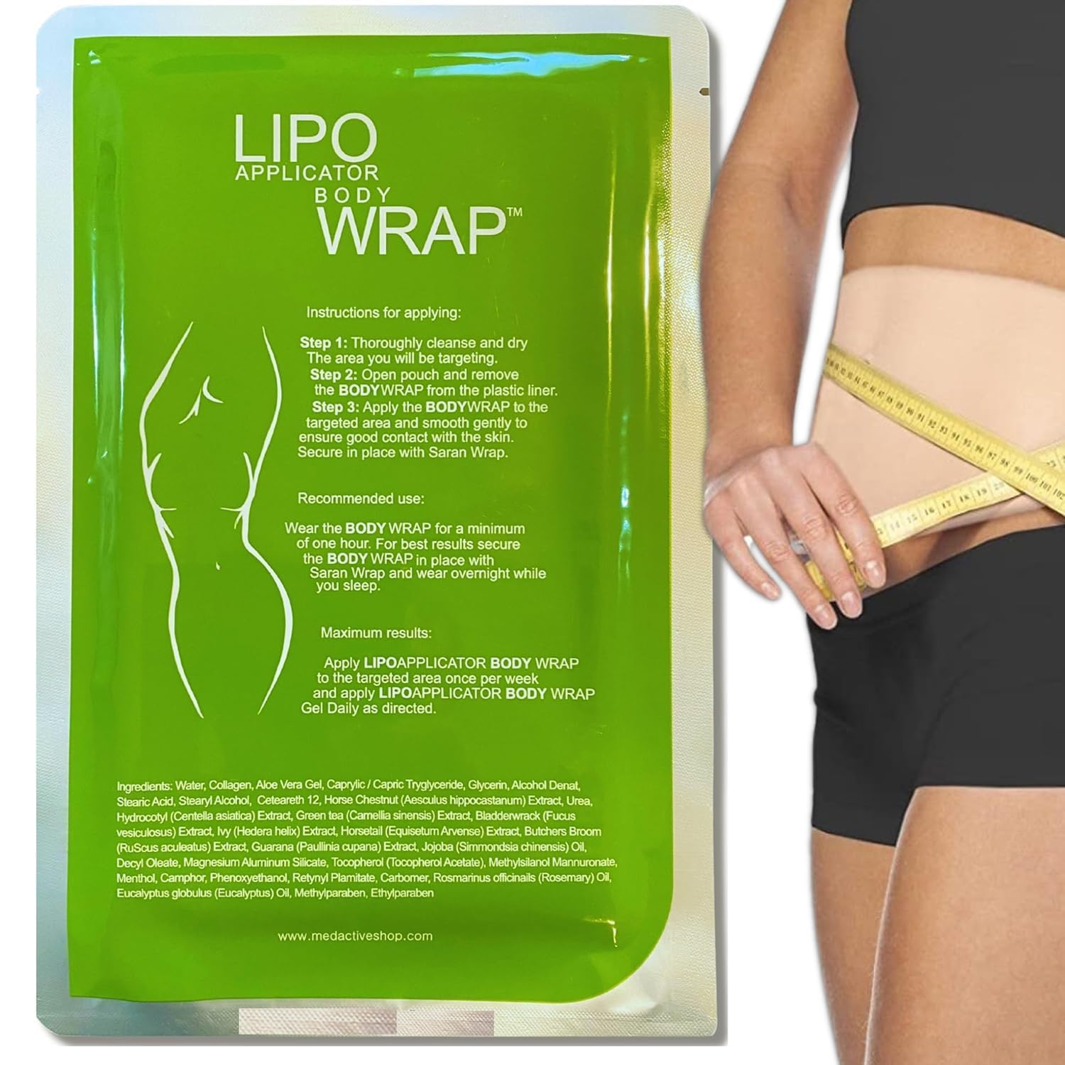 Ultimate Lipo Body Wrap with Guarana, Green Tea & Seaweed | 5 Wraps by Lipo Applicator