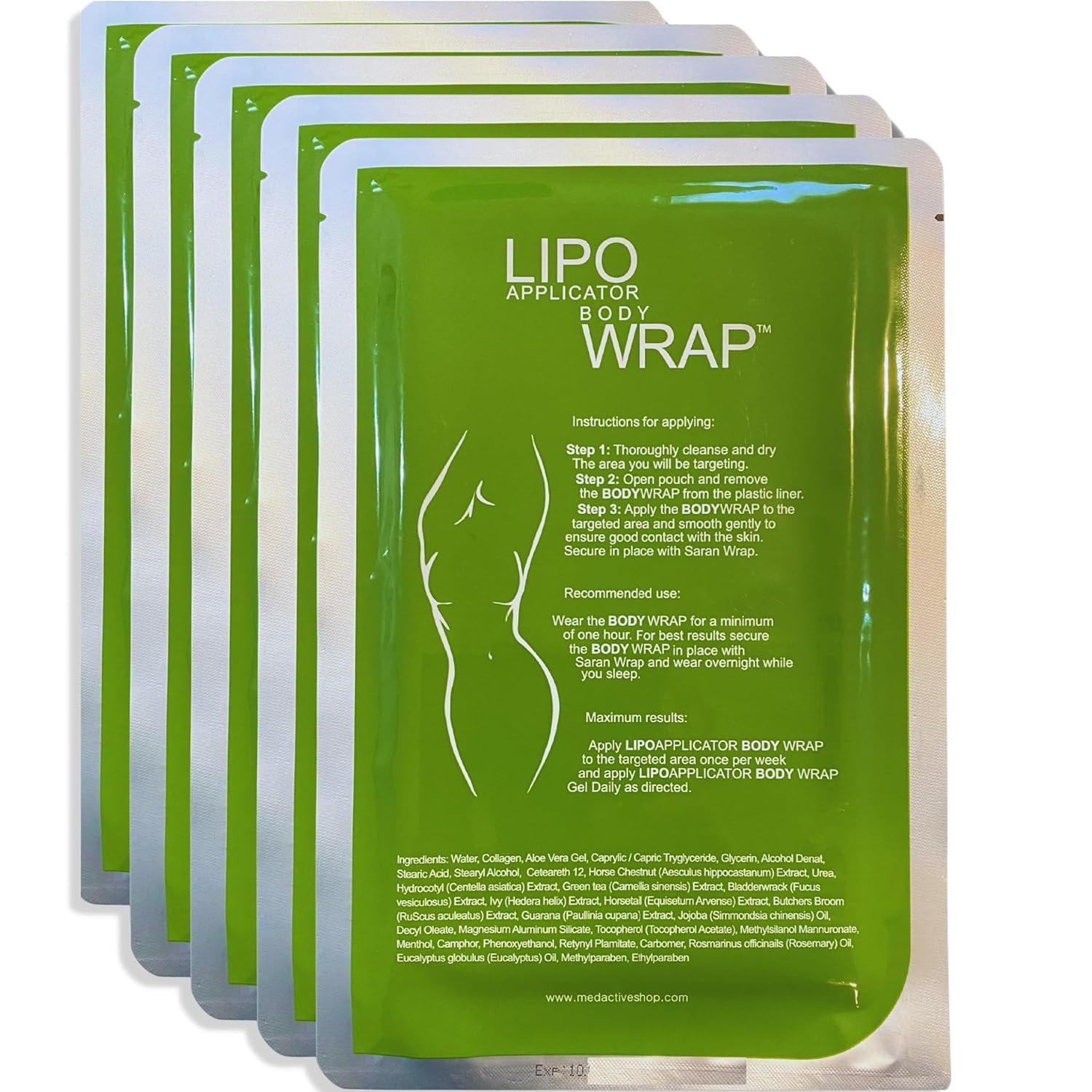 Ultimate Lipo Body Wrap with Guarana, Green Tea & Seaweed | 5 Wraps by Lipo Applicator