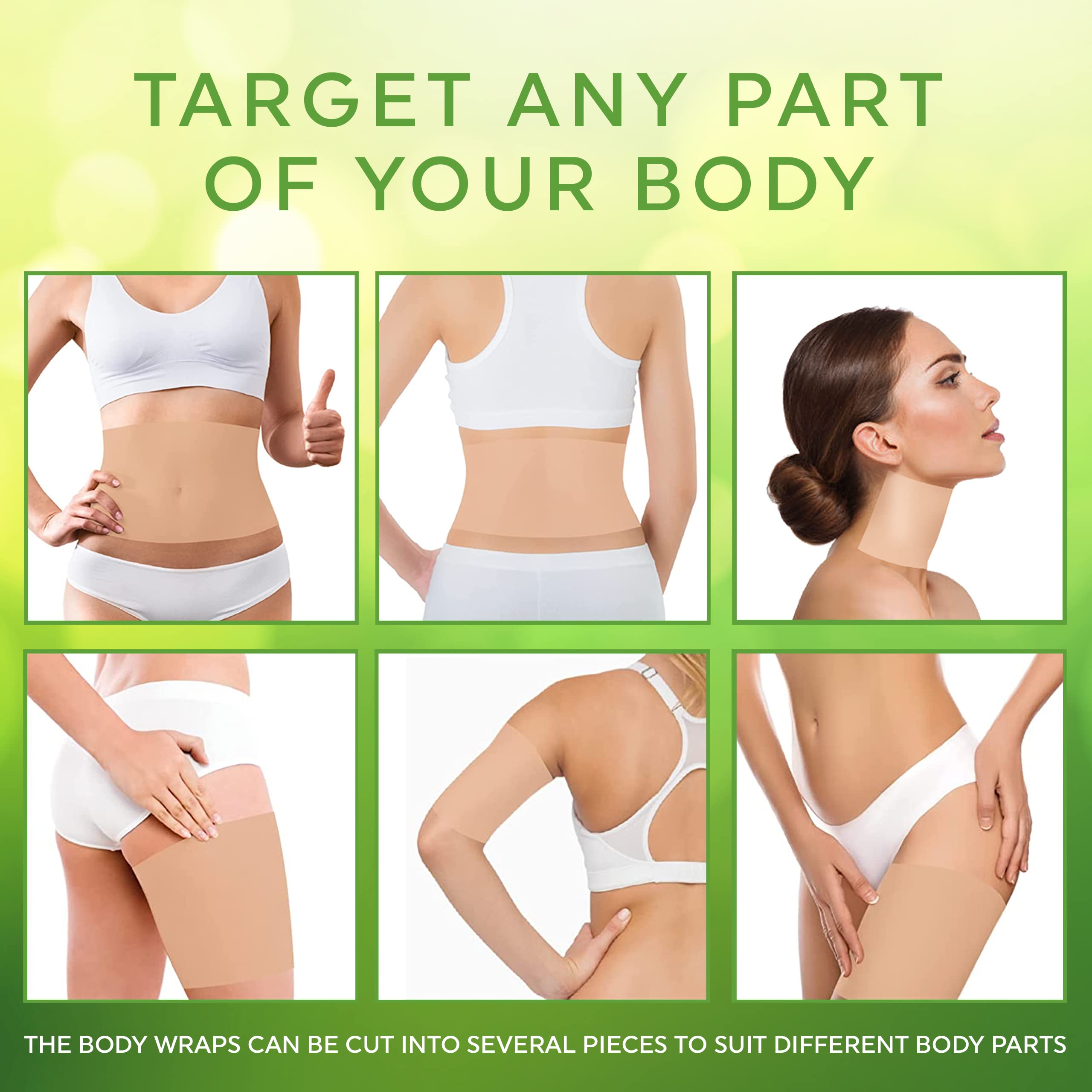 Lipo Applicator Body Wrap with Guarana, Green Tea & Seaweed | 6 Wraps + Gel