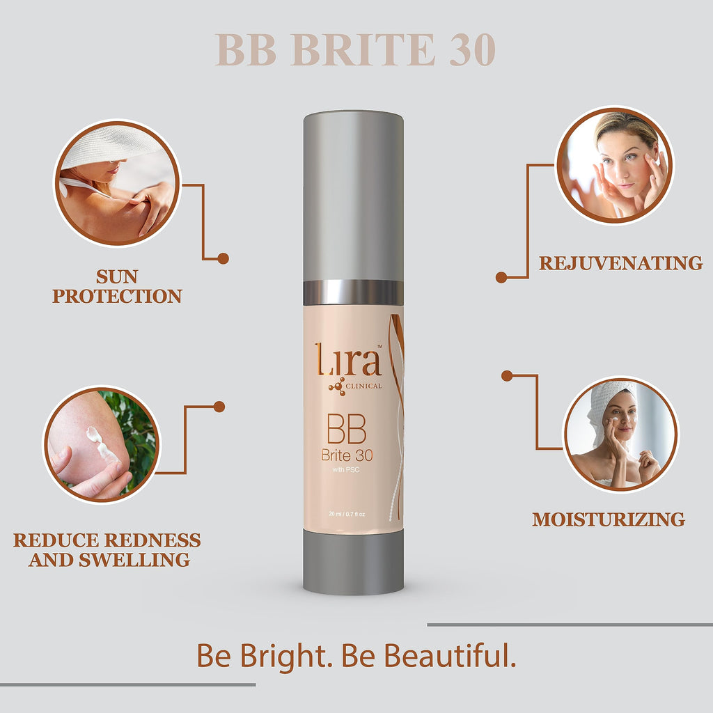 Lira Clinical BB Brite 30 - SPF 30 Tinted BB Cream with PSC & Vitamins | Full Coverage