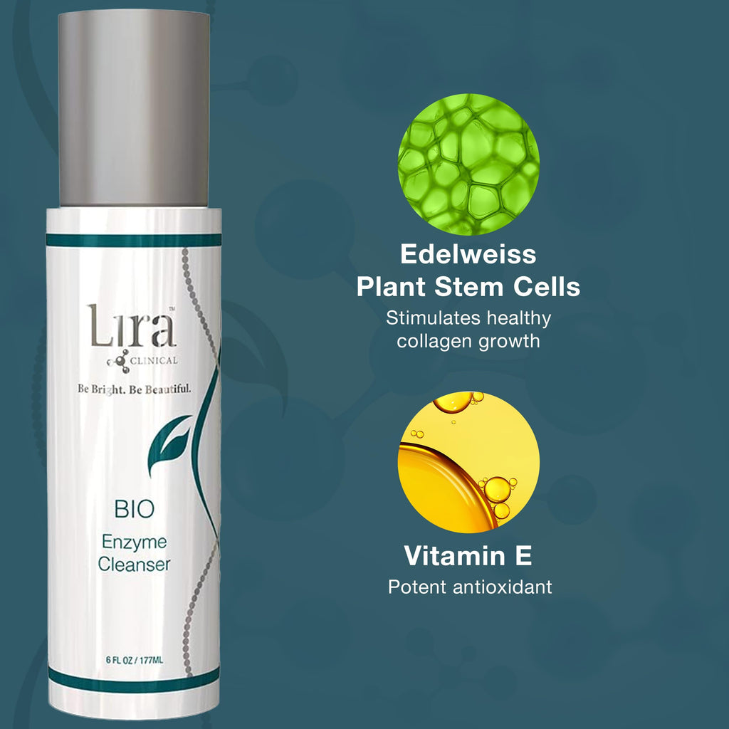 Lira Clinical BIO Enzyme Cleanser for Oily Skin — Papaya Enzyme Gel Face Wash & Hydrophilic Exfoliator, 6 Oz
