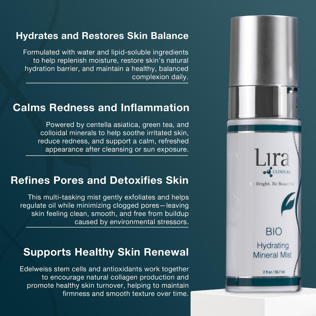 Lira Clinical BIO Hydrating Mineral Mist – Calming Plant Stem Cell Facial Spray (2 oz)