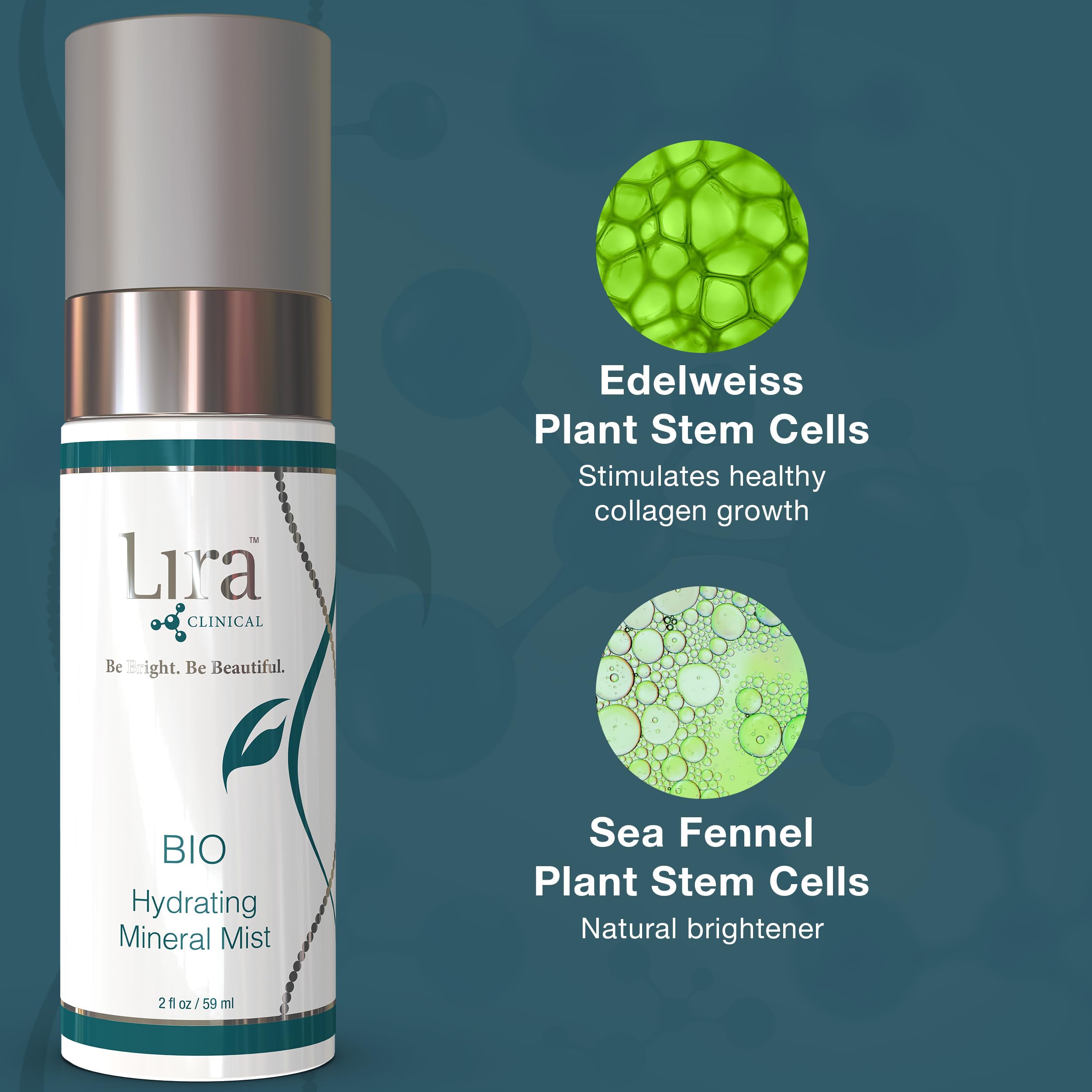Lira Clinical BIO Hydrating Mineral Mist – Calming Plant Stem Cell Facial Spray (2 oz)
