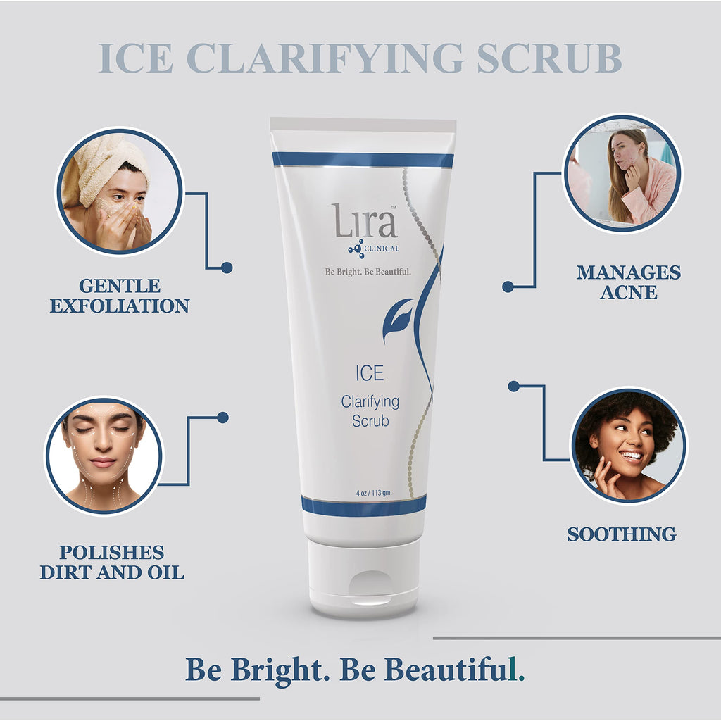 Lira Clinical ICE Clarifying Face Scrub — Soothing Exfoliator with Echinacea Stem Cells | 4 oz