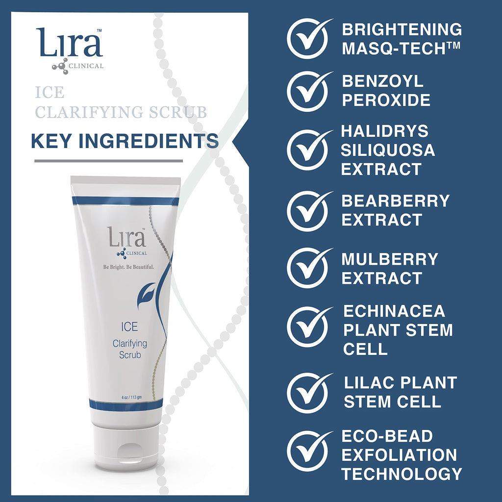 Lira Clinical ICE Clarifying Face Scrub — Soothing Exfoliator with Echinacea Stem Cells | 4 oz