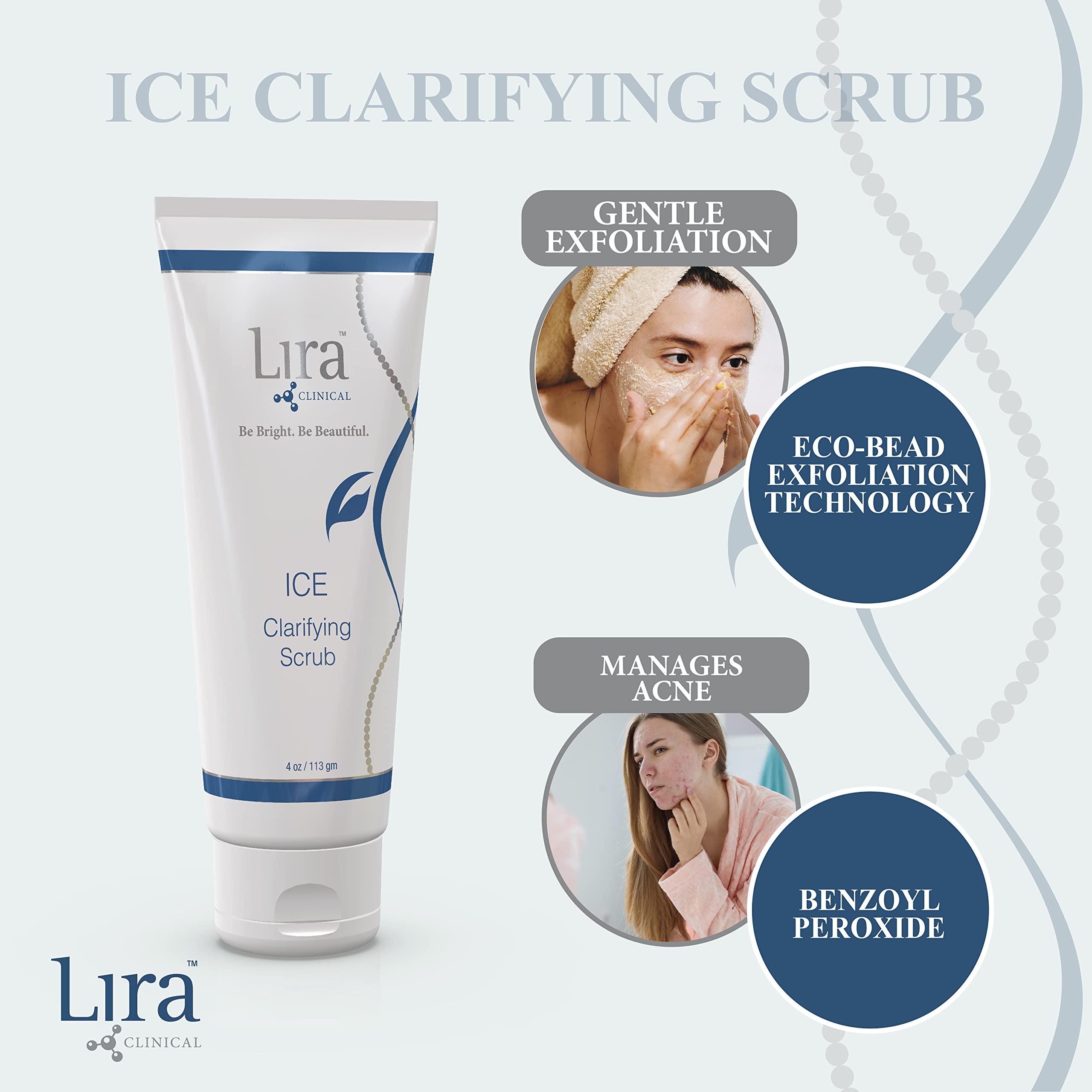 Lira Clinical ICE Clarifying Face Scrub — Soothing Exfoliator with Echinacea Stem Cells | 4 oz