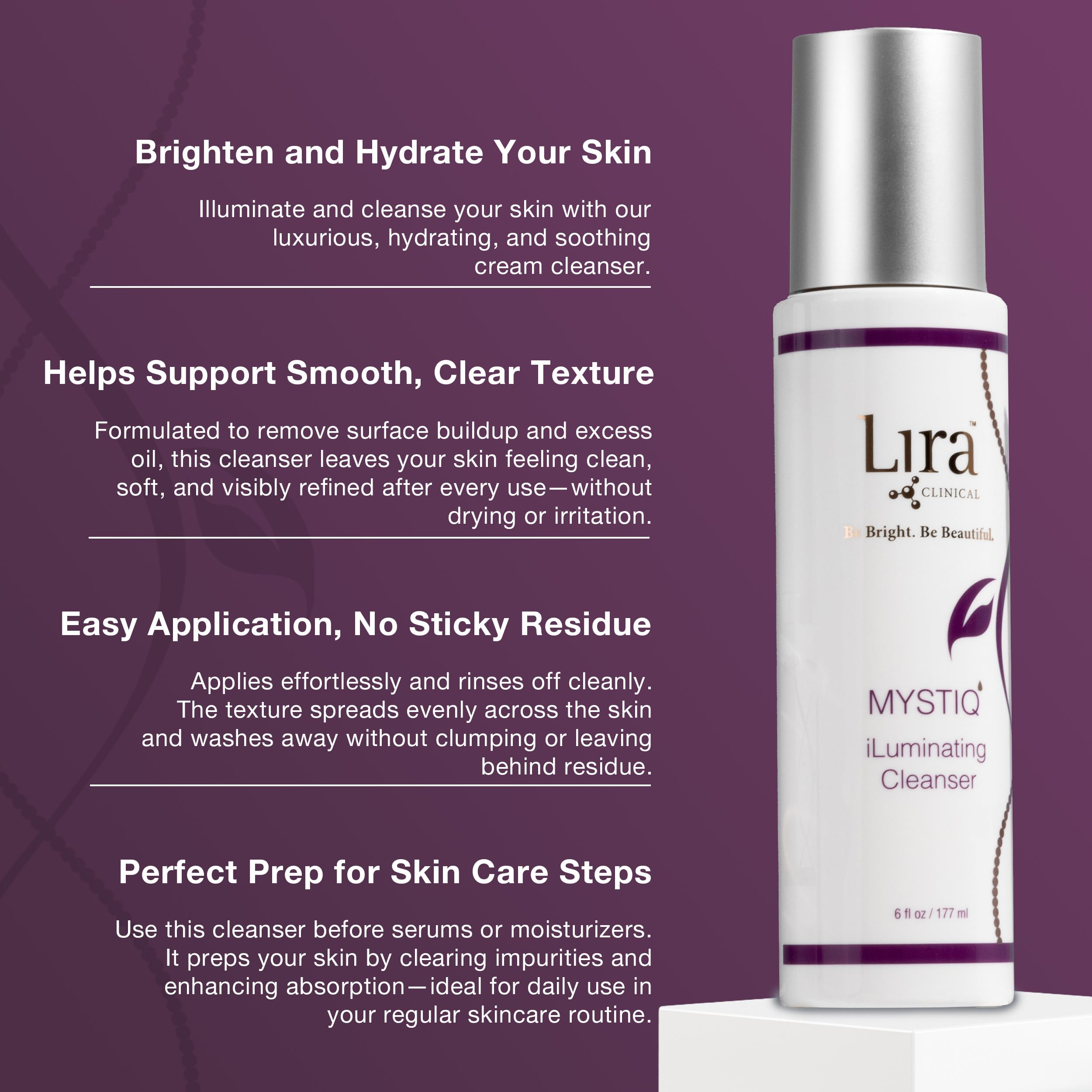 Lira Clinical MYSTIQ iLuminating Cleanser — Gentle Moisturizing Face Wash with Vitamin C & Orange Plant Stem Cells
