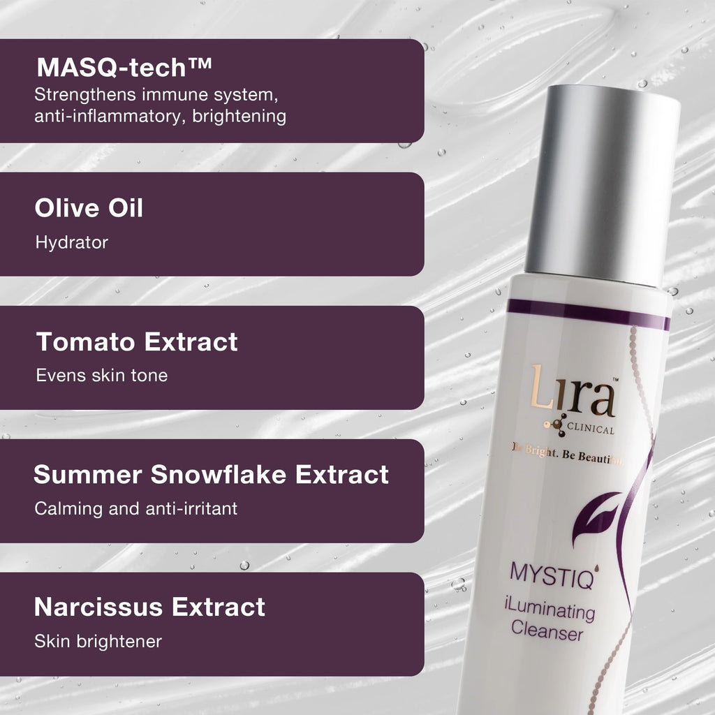 Lira Clinical MYSTIQ iLuminating Cleanser — Gentle Moisturizing Face Wash with Vitamin C & Orange Plant Stem Cells