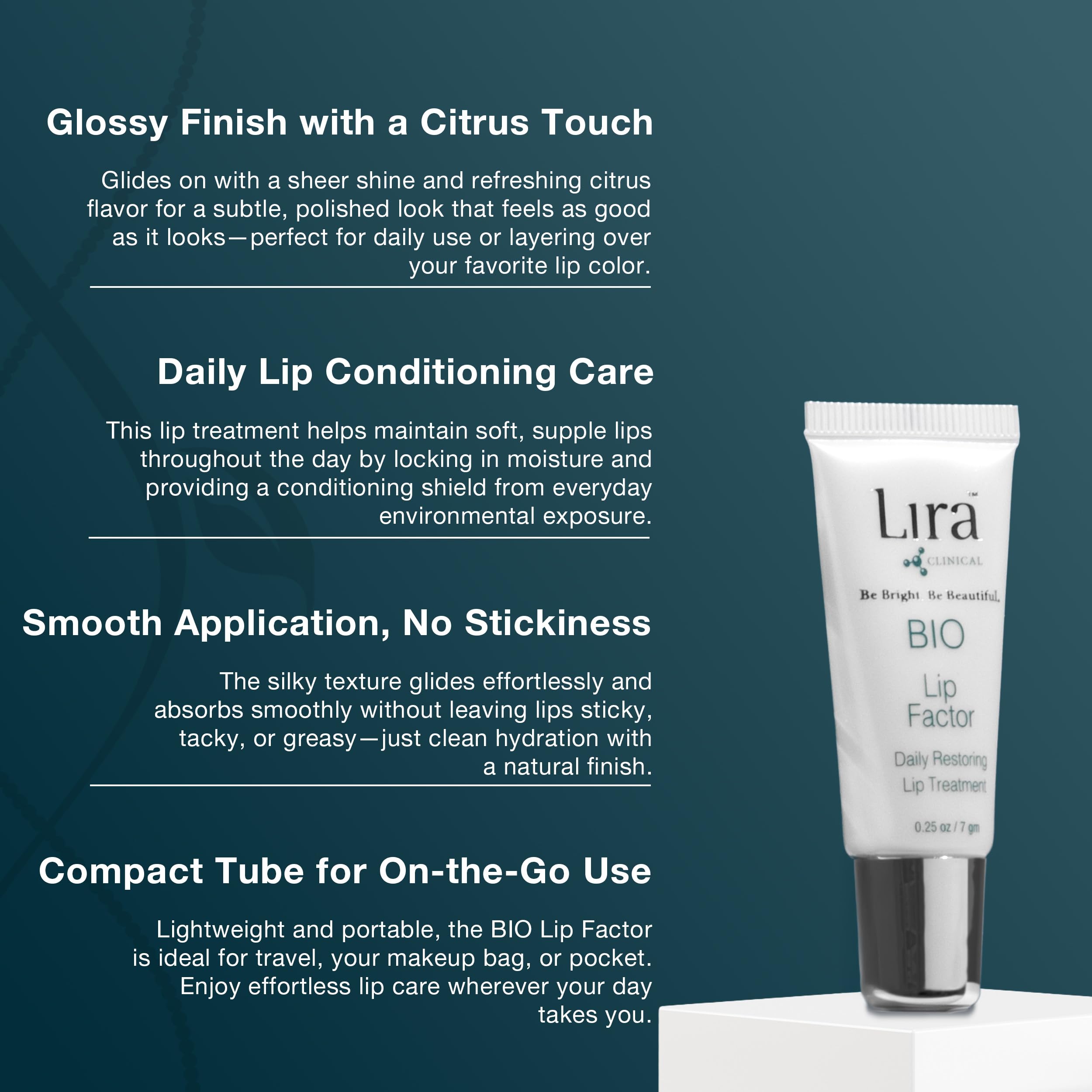 Lira Clinical BIO Lip Factor Lip Balm SPF 15 | Peptides + Vitamins C & E | 0.25 oz