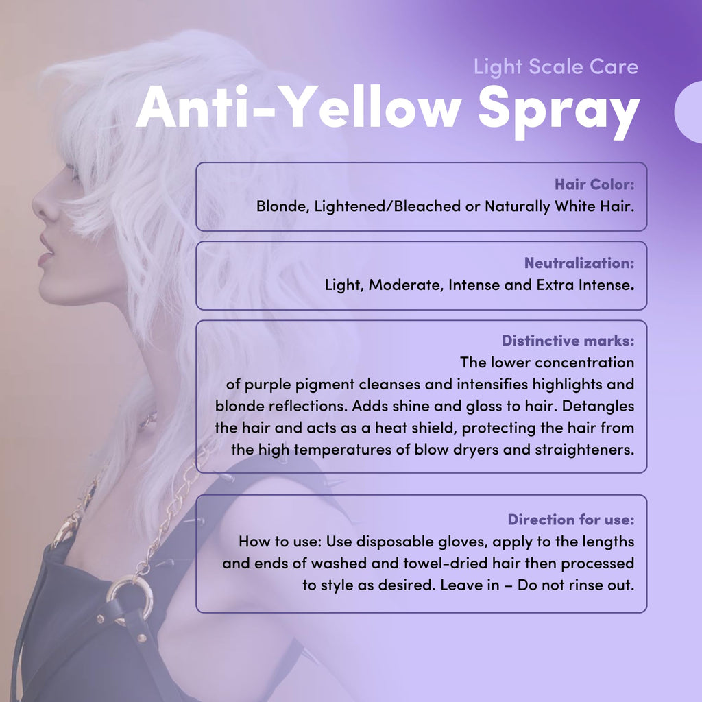 Lisap Light Scale Hair Spray – Purple Toner for Blondes, Anti-Brass & Heat Protection (4.23 fl oz)