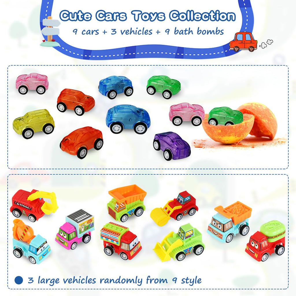 Lisotera Kids Bath Bombs with Toys Inside – 9-Piece Set with Cars & Vehicles