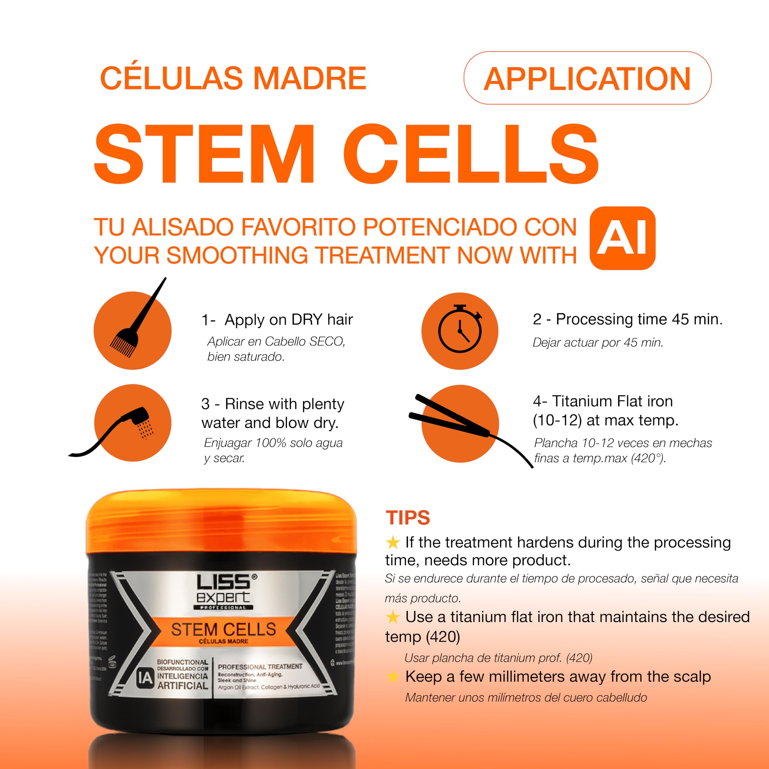 Liss Expert Stem Cells Smoothing Treatment & Magic AI Mask Set – 8.45 oz Each | Hyaluronic Acid, Collagen, Argan Oil & Keratin