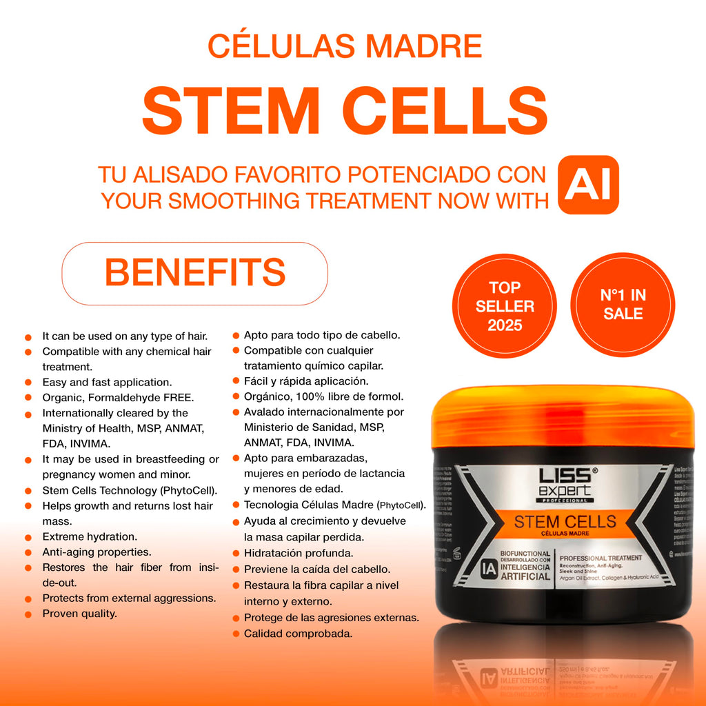Liss Expert Stem Cells Smoothing Treatment & Magic AI Mask Set – 8.45 oz Each | Hyaluronic Acid, Collagen, Argan Oil & Keratin