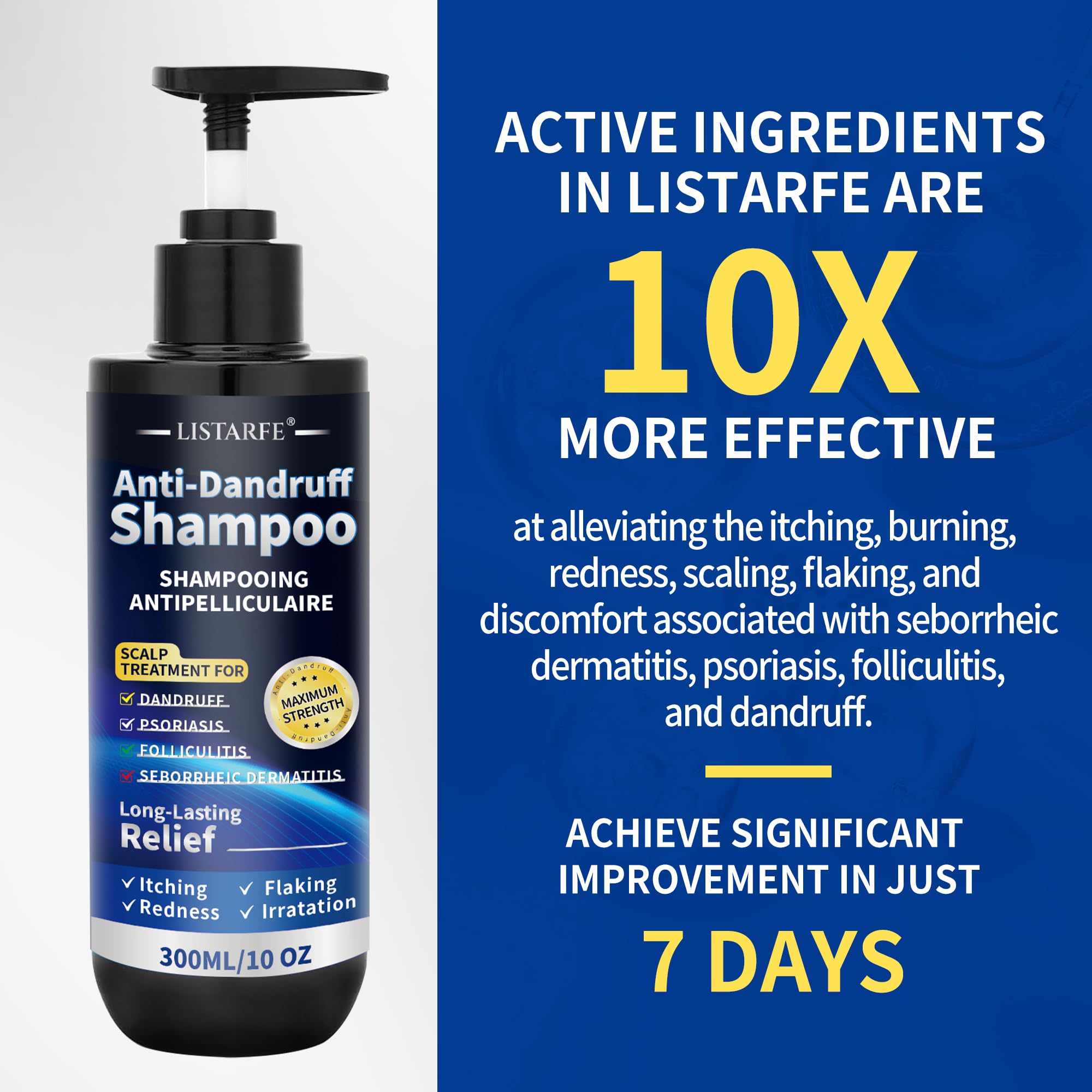 Listarfe Dandruff Shampoo – Anti-Fungal Scalp Care for Dandruff, Psoriasis & Dermatitis 300ML