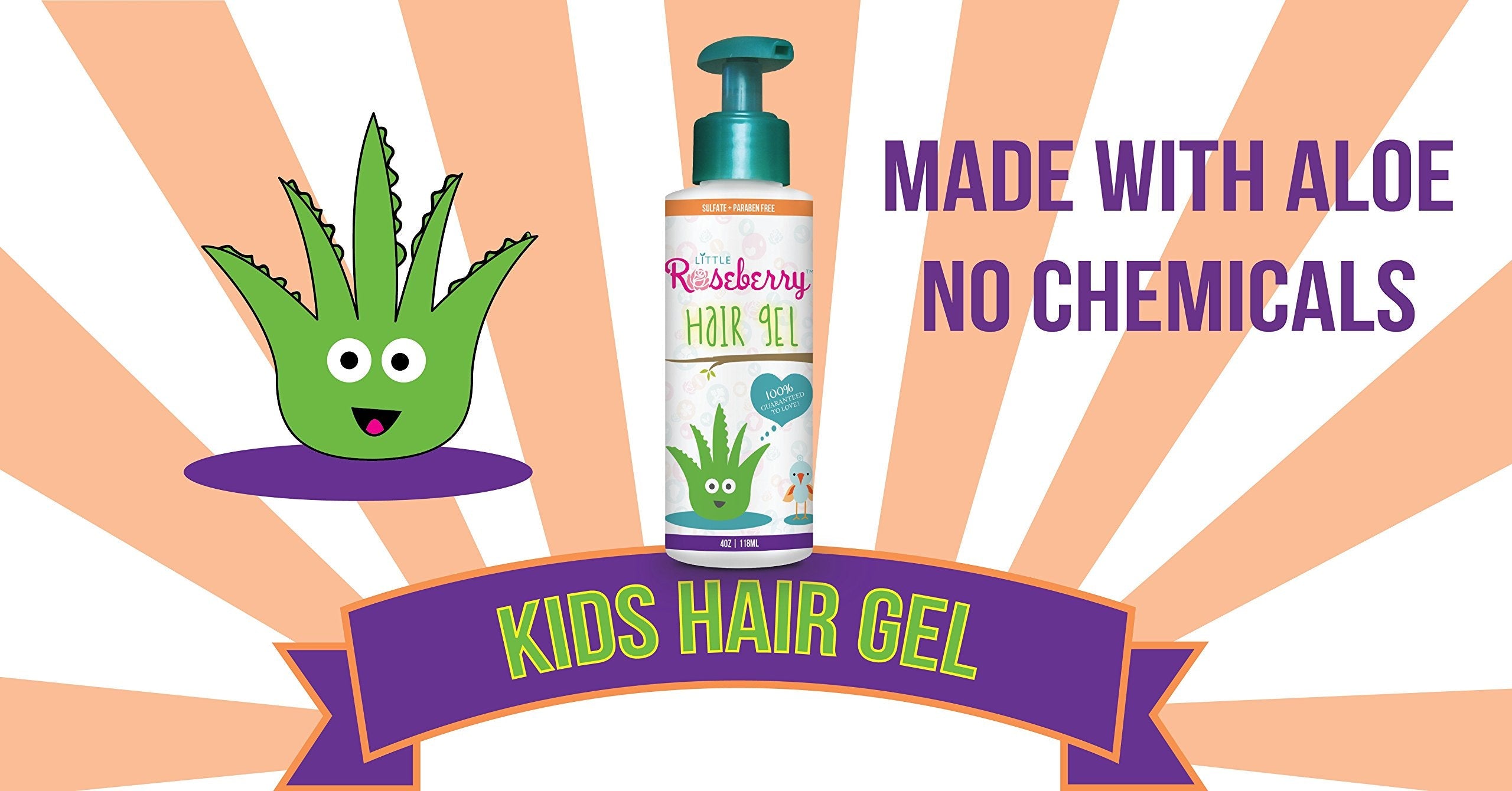 Little Roseberry 2 Pack Hair Gel for Kids – Light Hold, Chemical Free, Aloe Vera & Vitamins, Made in USA