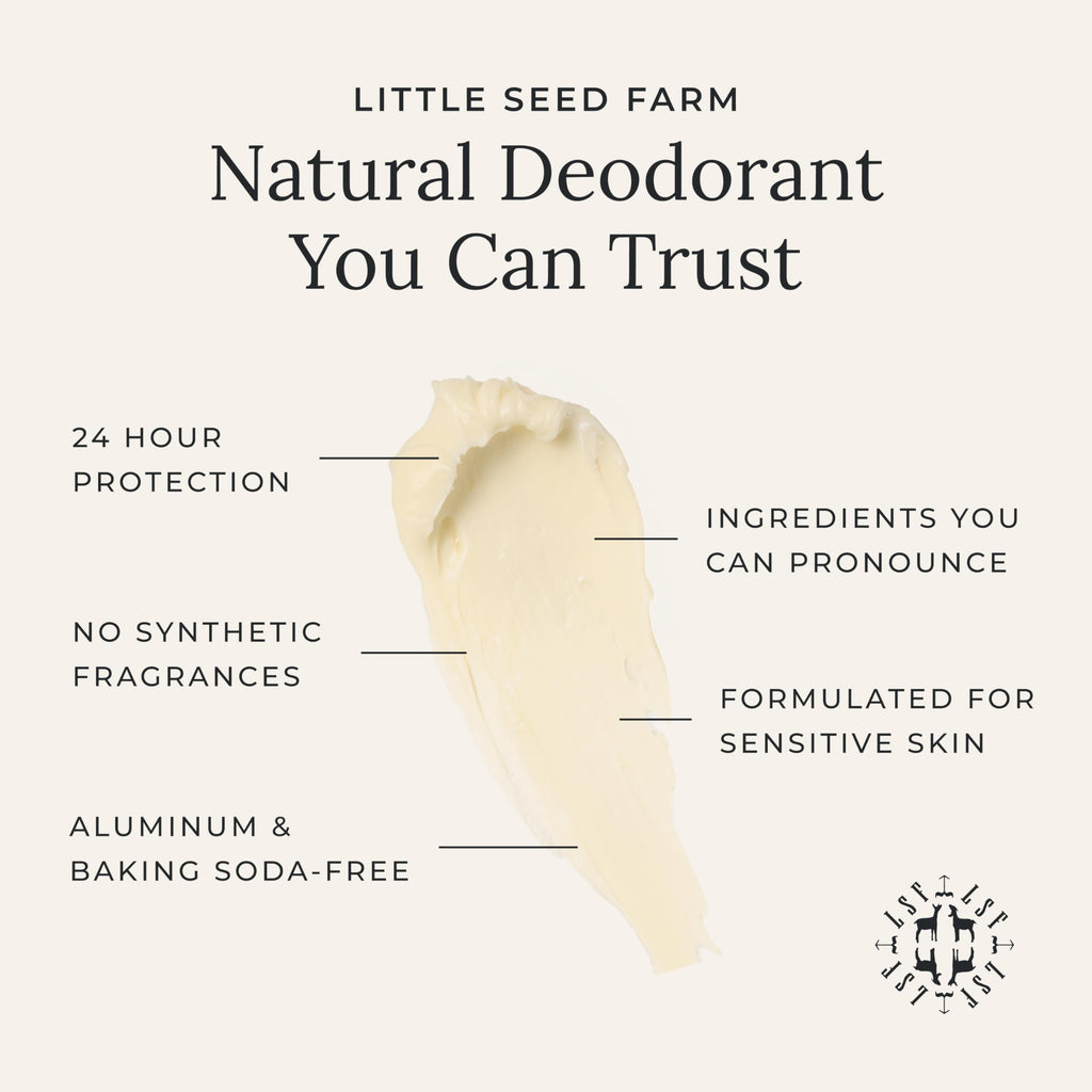 Little Seed Farm All Natural Deodorant Cream – Unscented, Aluminum-Free (2.4 oz / 68 g)