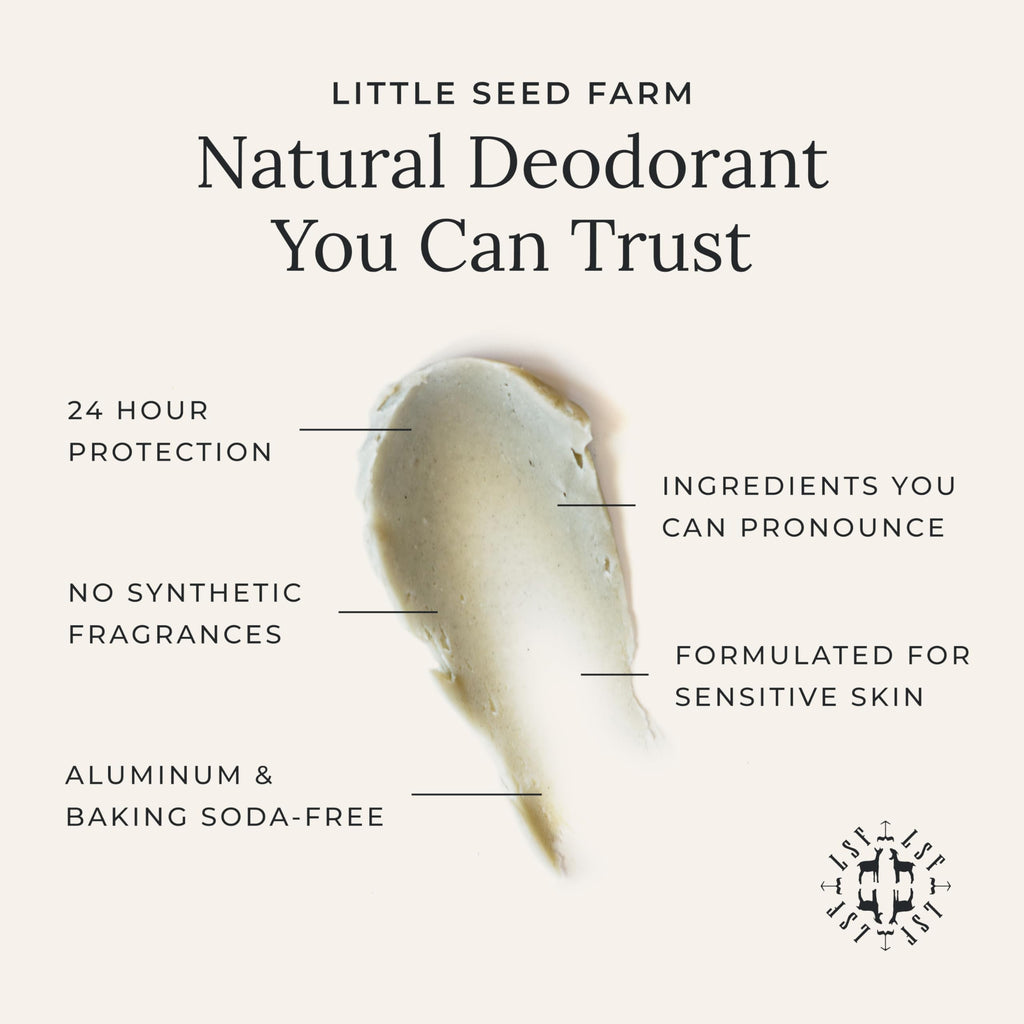 Little Seed Farm Cedar Vanilla All-Natural Deodorant Cream – Aluminum-Free, 2.4oz / 68g