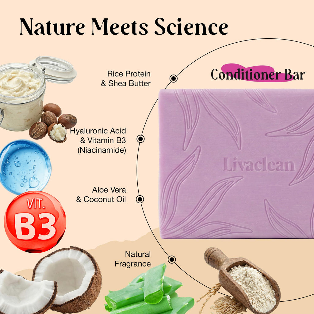 LivaClean 2 Pack Rice Water Shampoo & Conditioner Bar – 2x100g