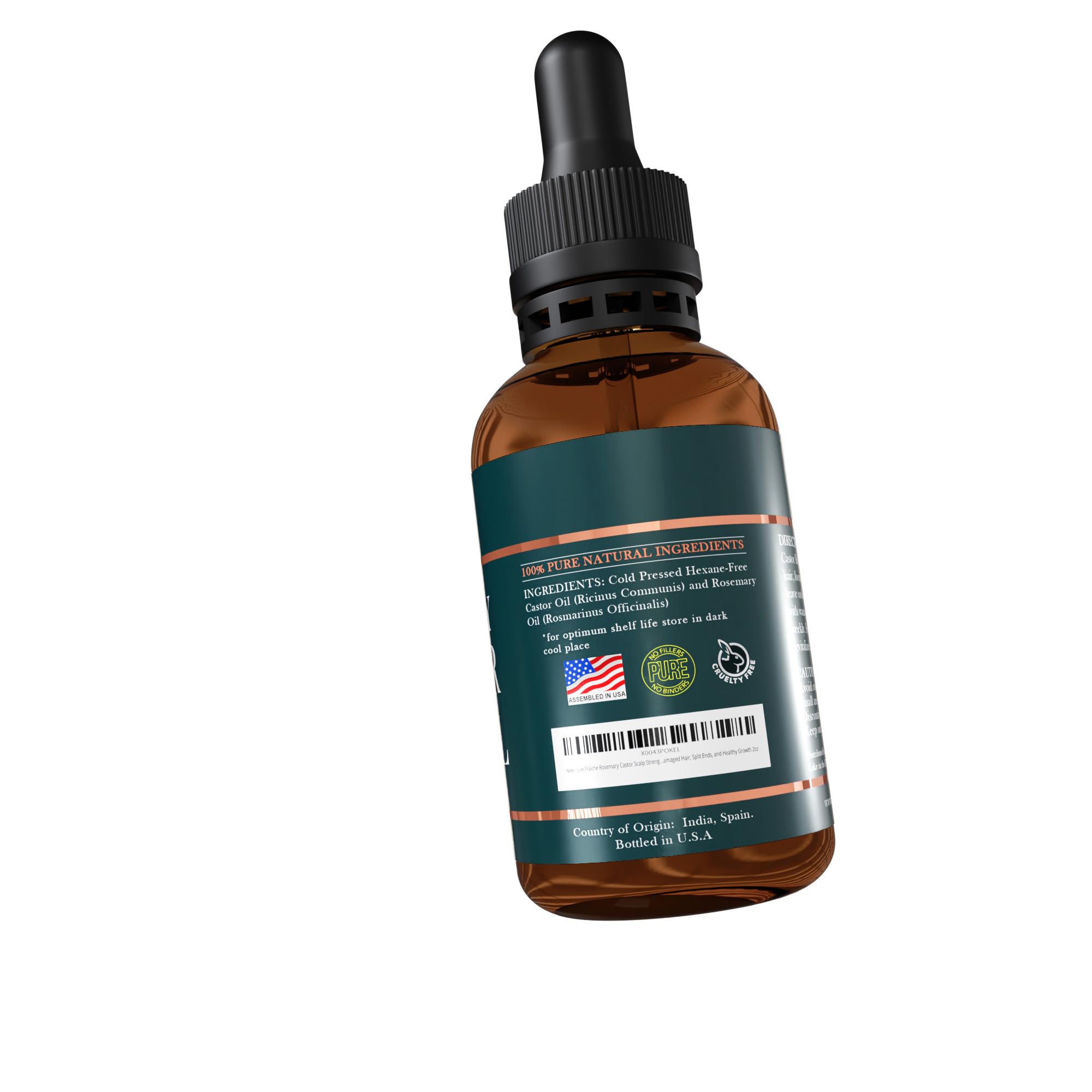 Live Fraiche Rosemary Castor Oil for Hair Growth – 4 oz, Cold-Pressed, No Fillers