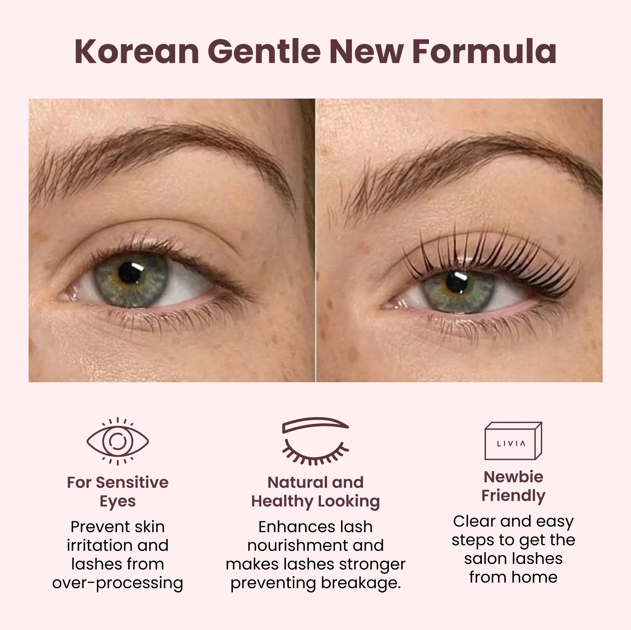 LIVIA Lash Lift Kit – Korean Formula, Salon-Quality Curls at Home, 8 Weeks, Complete DIY Perm Kit