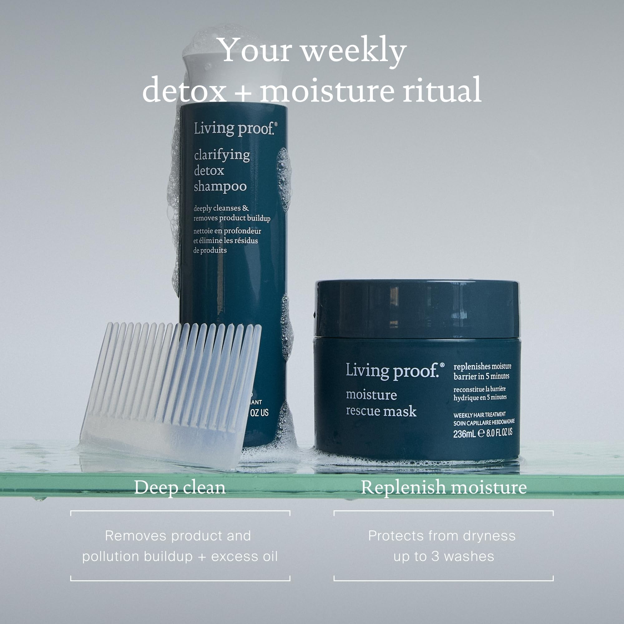 Living Proof Moisture Rescue Mask, 8 oz — Deep Hydration for Silky Hair