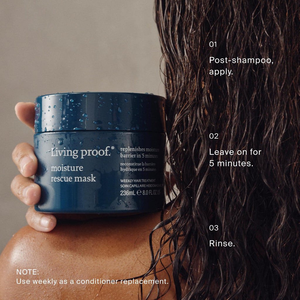 Living Proof Moisture Rescue Mask, 8 oz — Deep Hydration for Silky Hair