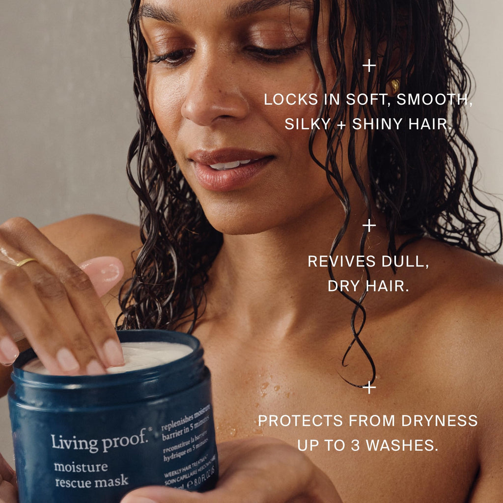 Living Proof Moisture Rescue Mask, 8 oz — Deep Hydration for Silky Hair
