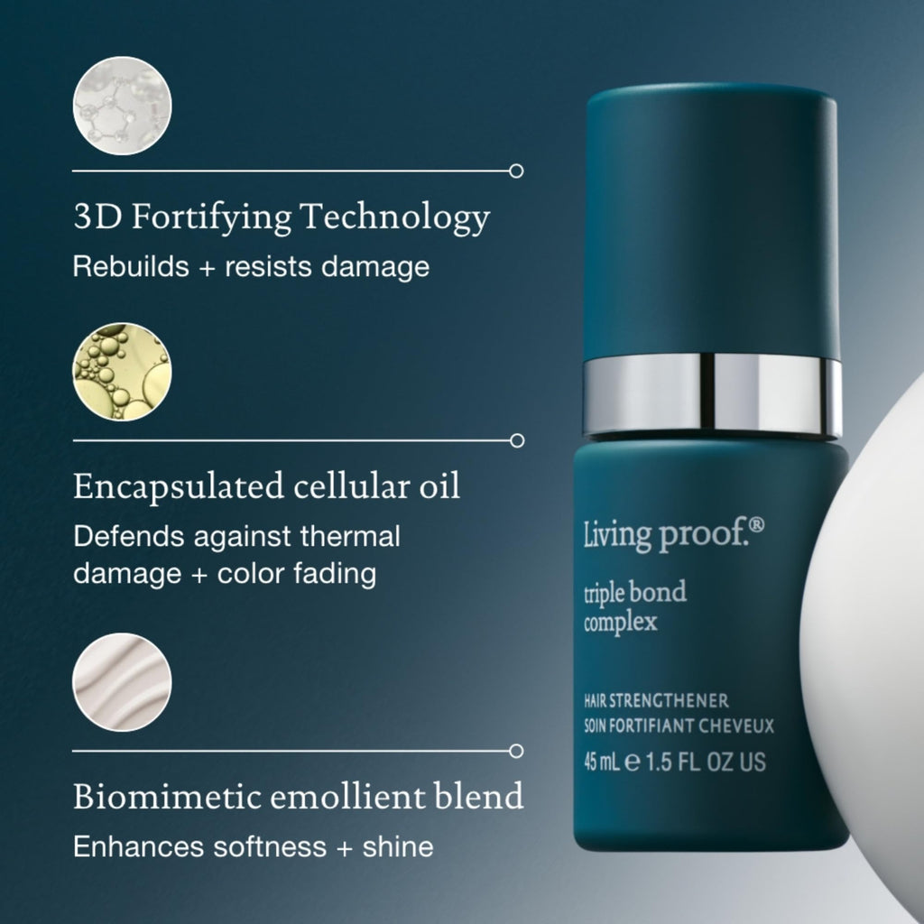 Living Proof Triple Bond Complex Leave-In Treatment & Hair Mask – All Hair Types | Rebuilds Structure, Repairs Damage, Heat Protection | 1.7 oz