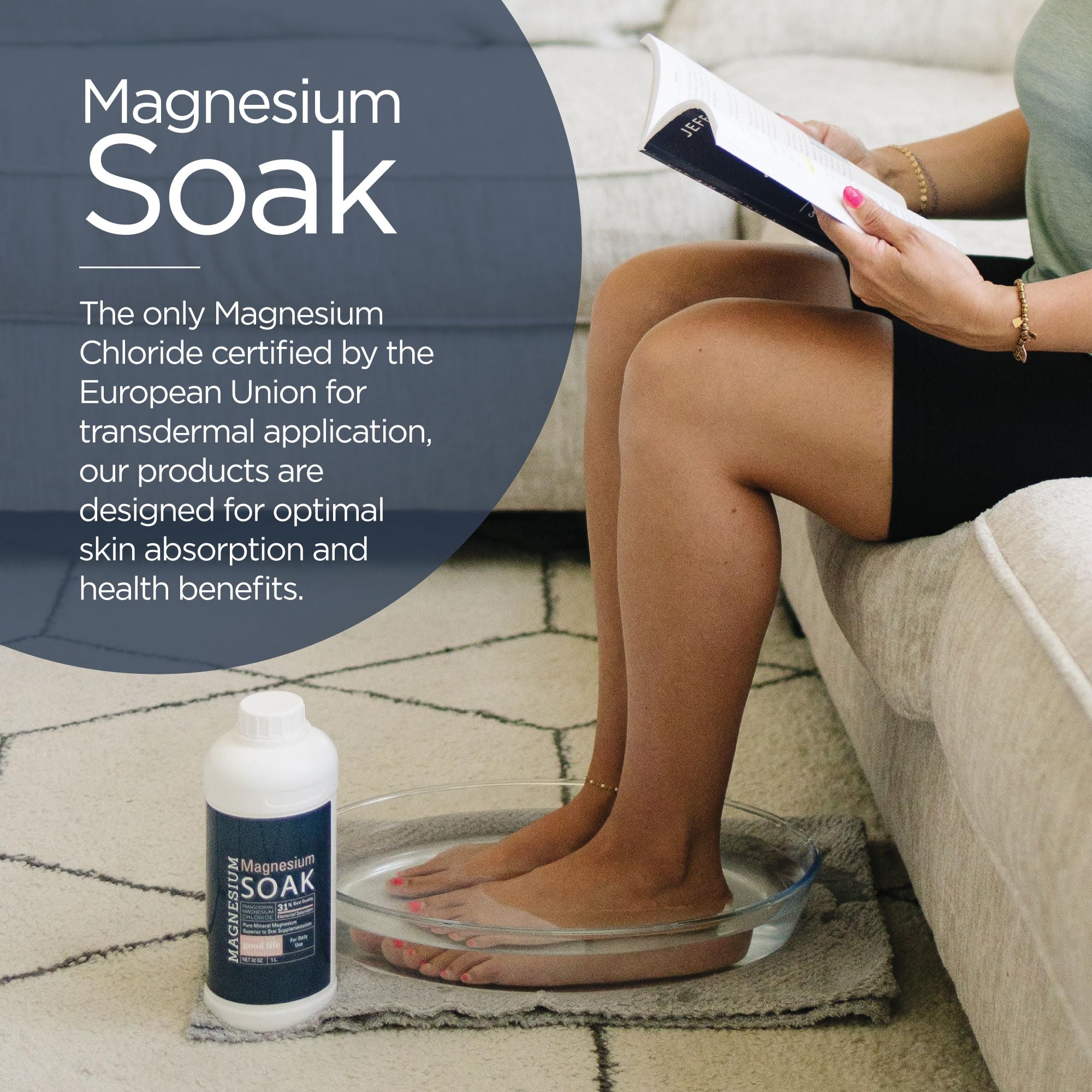 Magnesium Soak – 100% Pure Zechstein Transdermal Magnesium Oil Bath (32oz) | Living the Good Life Naturally