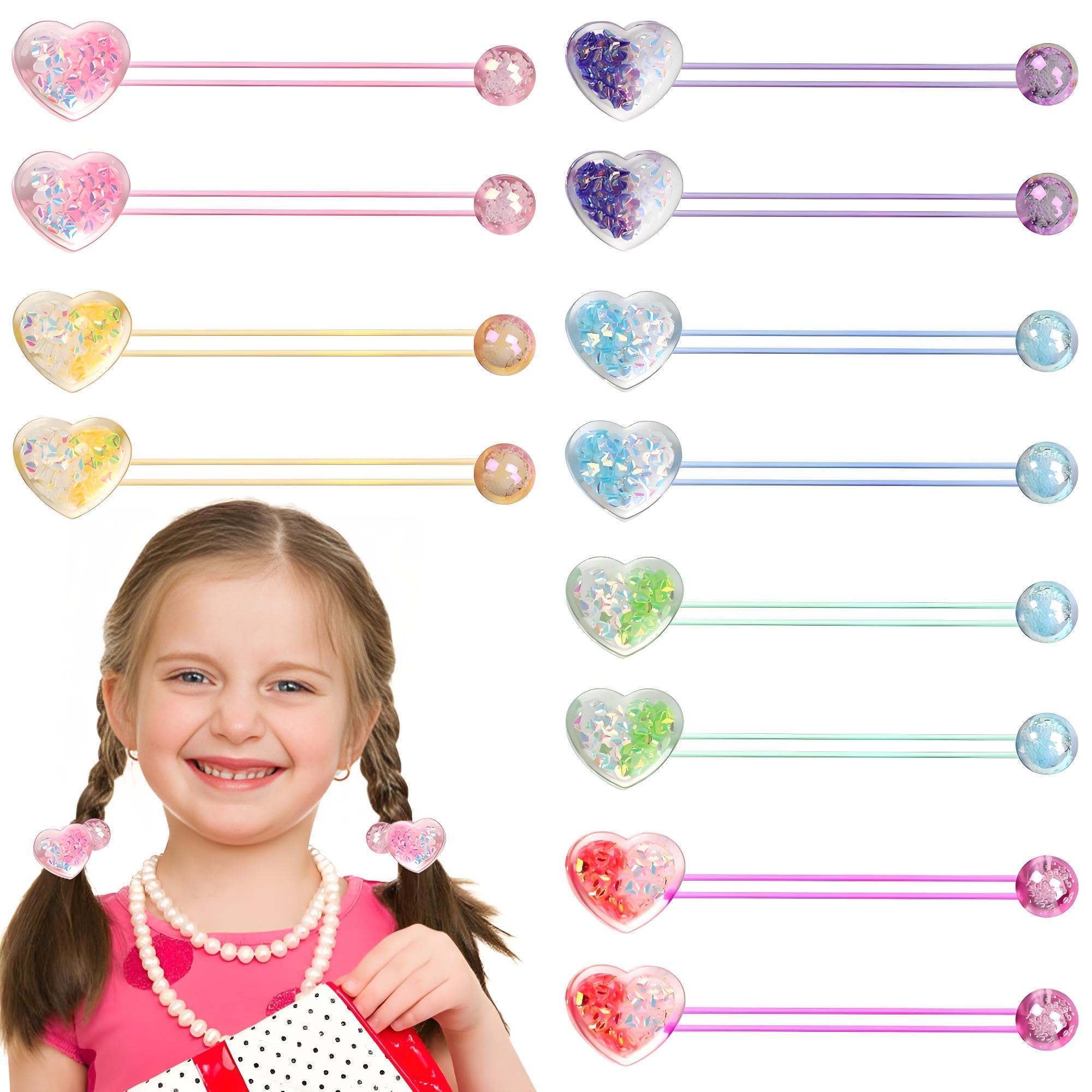 LIYAZHIL 12pcs Ball Charm Hair Ties for Little Girls – Colored Camellia Bead Ponytail Holders