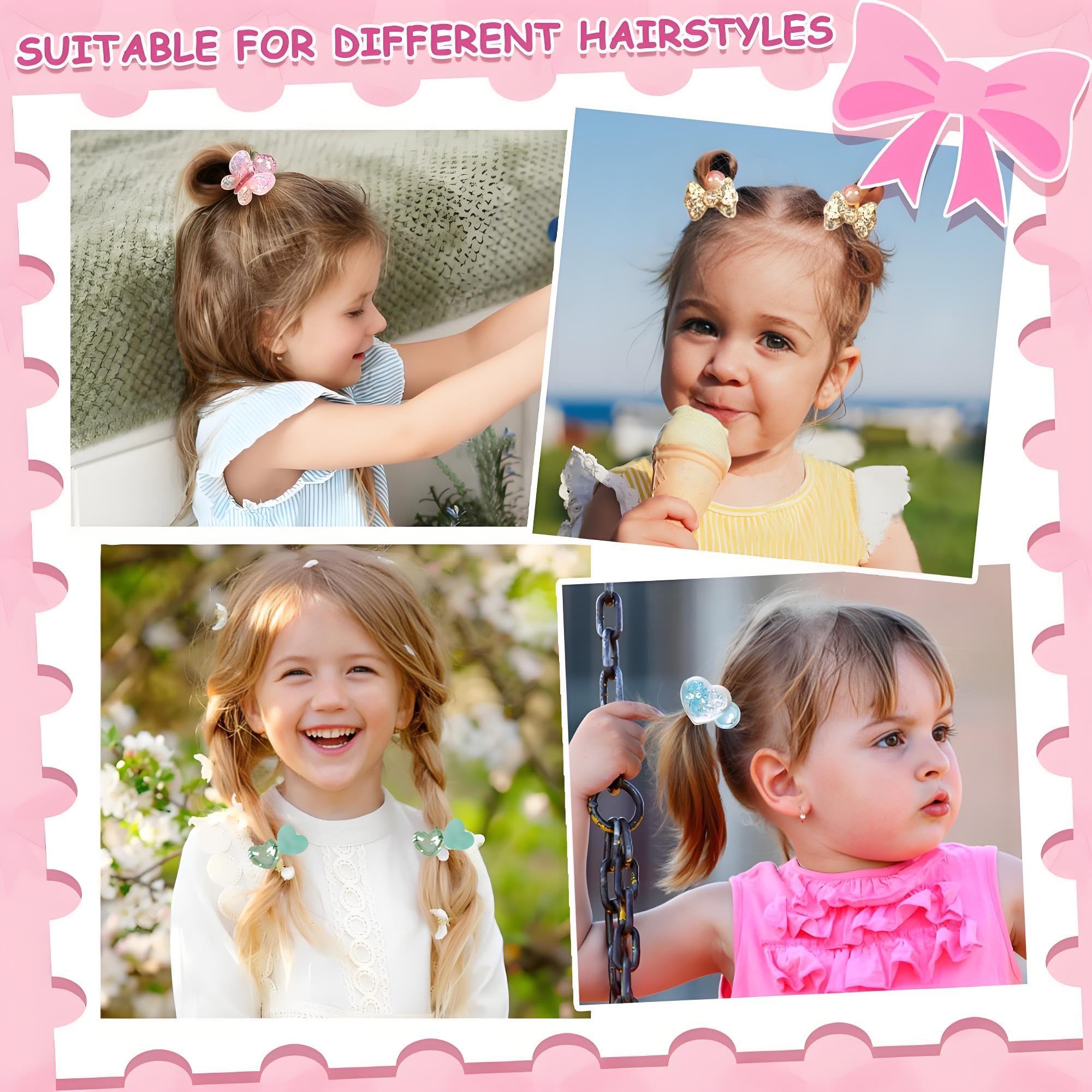 LIYAZHIL 12pcs Ball Charm Hair Ties for Little Girls – Colored Camellia Bead Ponytail Holders