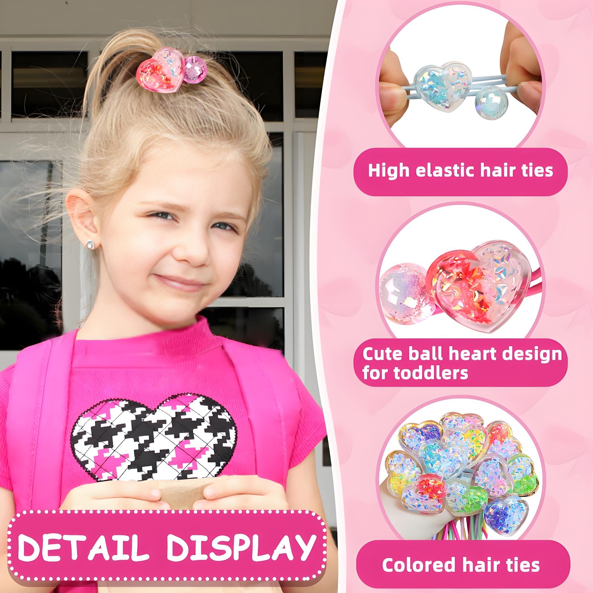 LIYAZHIL 12pcs Ball Charm Hair Ties for Little Girls – Colored Camellia Bead Ponytail Holders