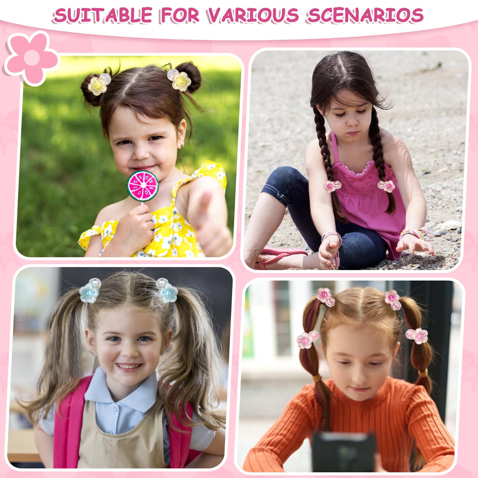 LIYAZHIL 12Pcs Ball Charm Hair Ties for Little Girls – Non-Damaging Ponytail Holders
