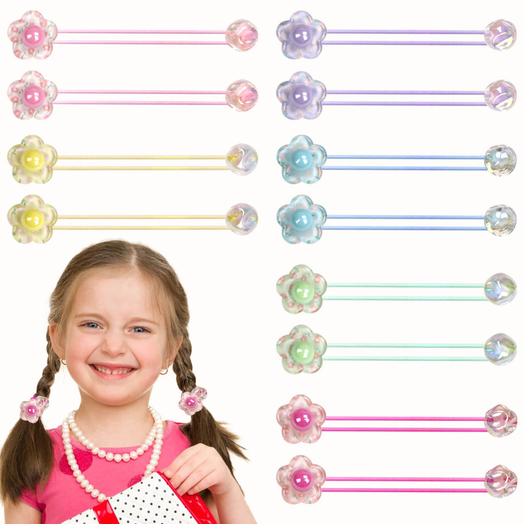 LIYAZHIL 12Pcs Ball Charm Hair Ties for Little Girls – Non-Damaging Ponytail Holders