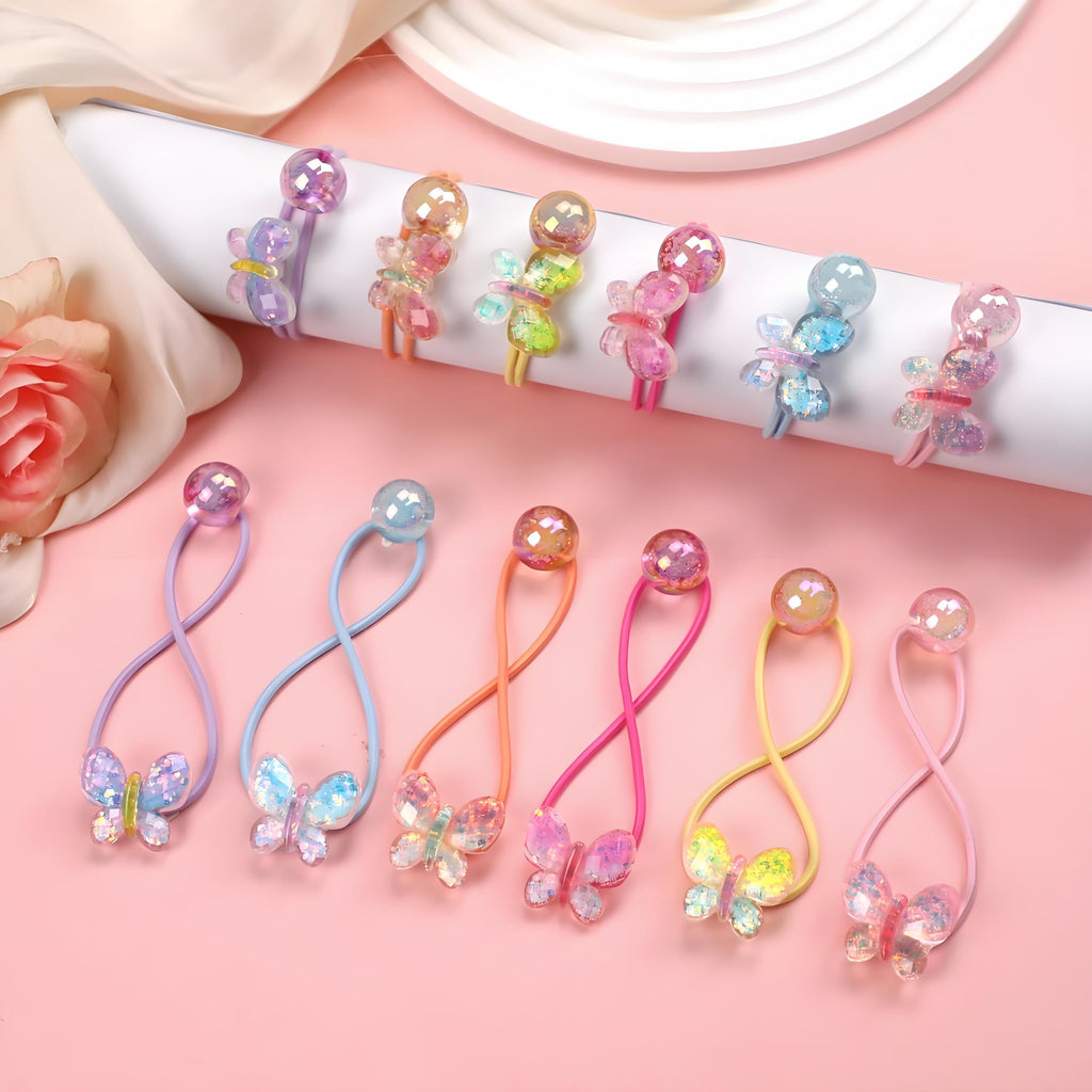LIYAZHIL 12Pcs Ball Charm Hair Ties for Girls – Colorful Camellia Bead Ponytail Holders