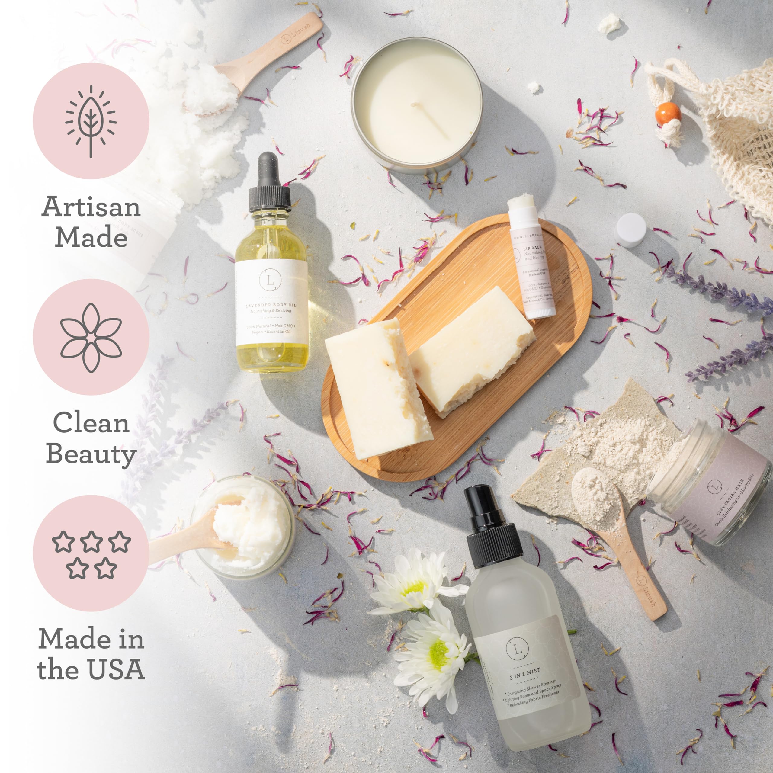 Lizush Luxury Spa Gifts for Women – 9-Piece Lavender Gift Set | Handmade in USA