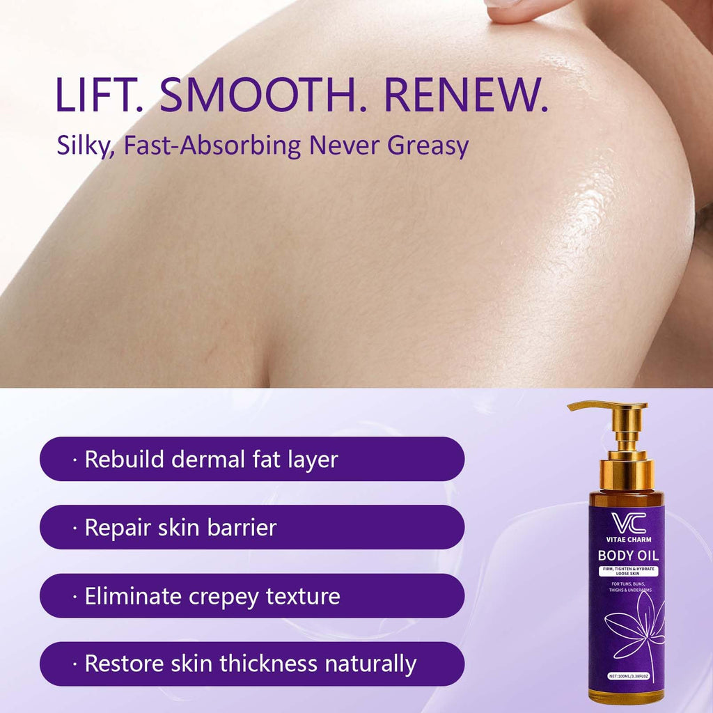 LJOQM Vitae Charm Body Firming Oil – Luxury Hydration & Skin Tightening (3.4 fl oz)