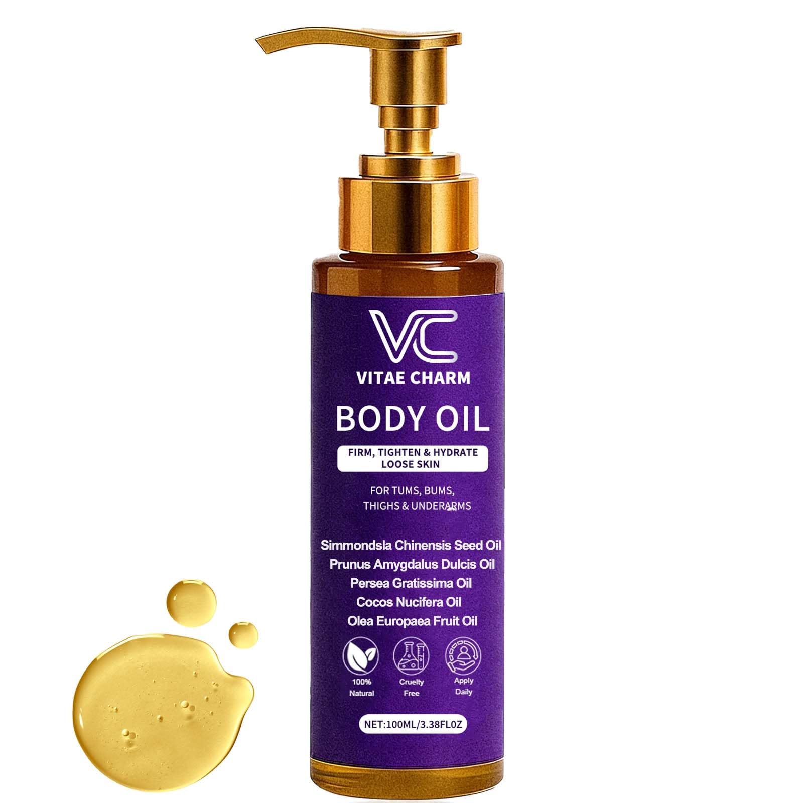 LJOQM Vitae Charm Body Firming Oil – Luxury Hydration & Skin Tightening (3.4 fl oz)