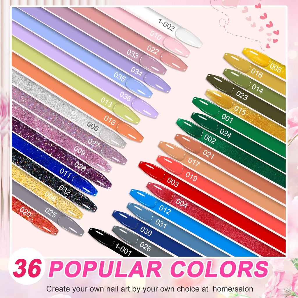 LKEE Gel Nail Polish Kit with 108W UV Lamp – 65-Piece All-in-One Gel Nail Set for DIY Nails
