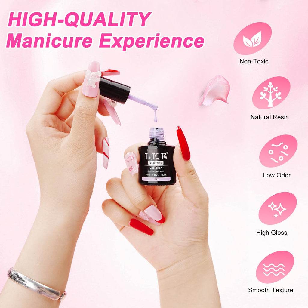 LKEE Gel Nail Polish Kit with 108W UV Lamp – 65-Piece All-in-One Gel Nail Set for DIY Nails